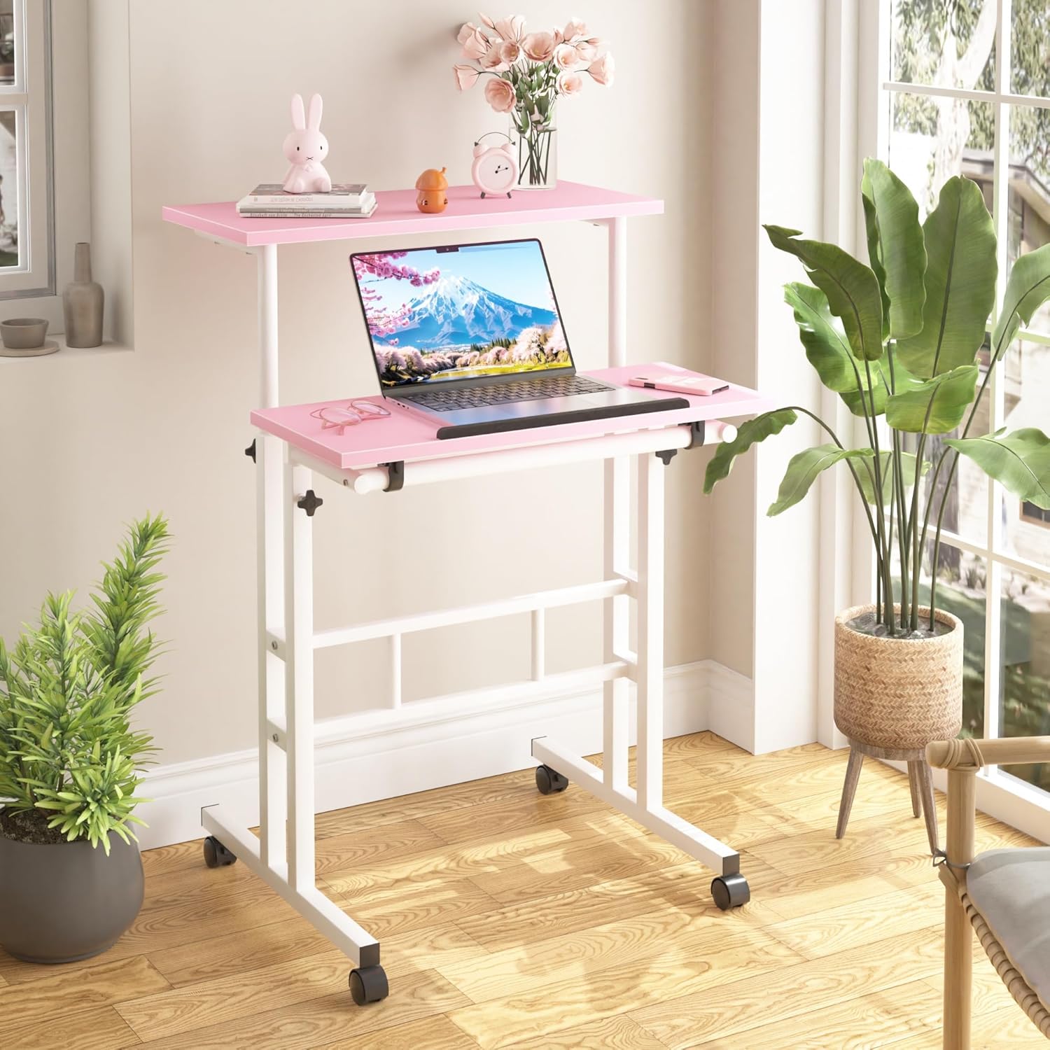 VECELO Small Mobile Standing Desk 24 Inch