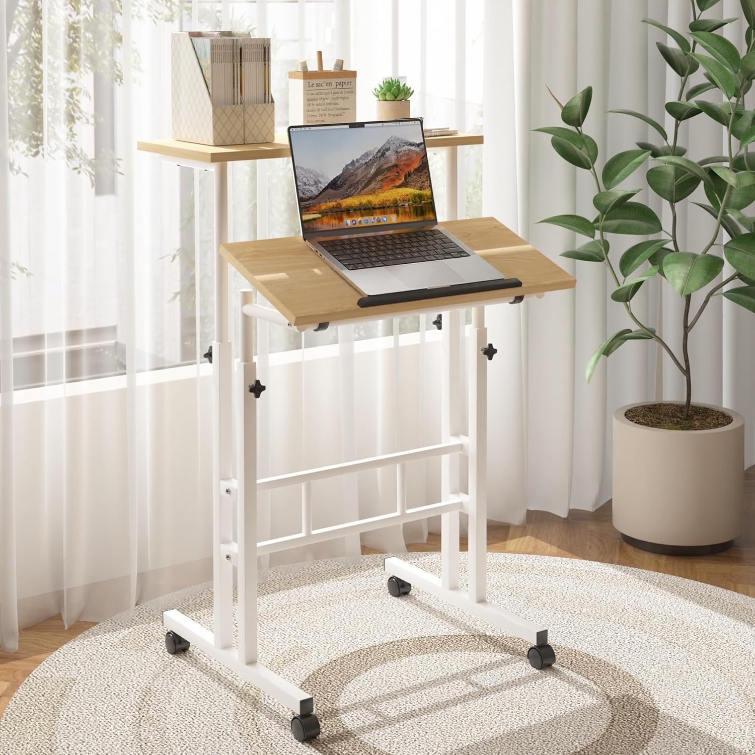 VECELO Small Mobile Standing Desk 24 Inch
