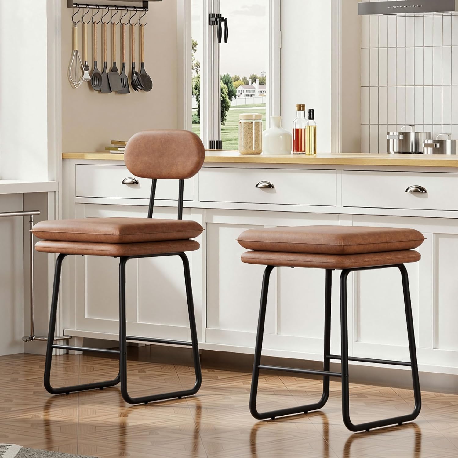 VECELO Bar Stools Set of 2