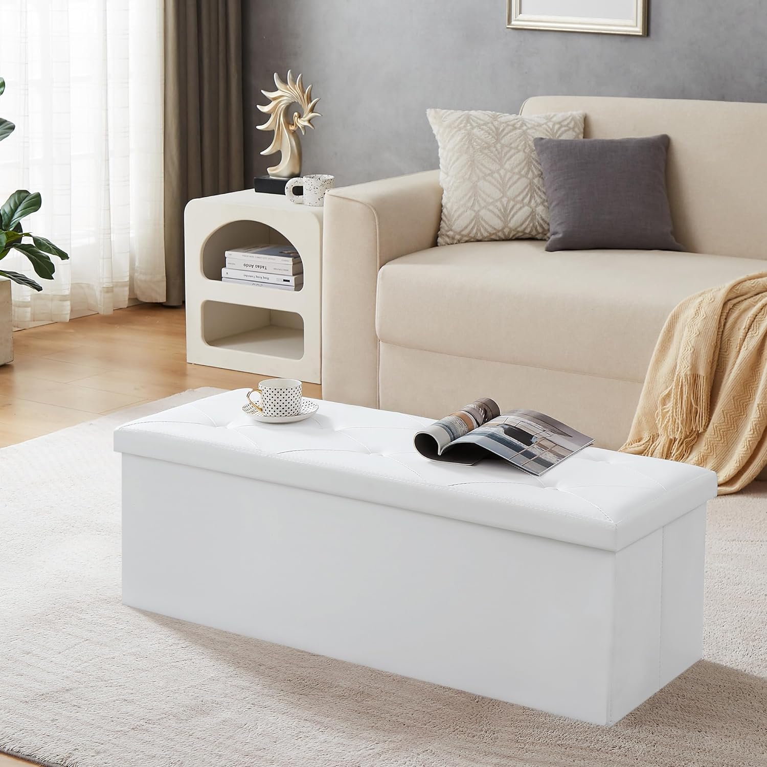 VECELO Storage Ottoman Bench End of Bed 43'' Footstool Footrest Stool Shoestool