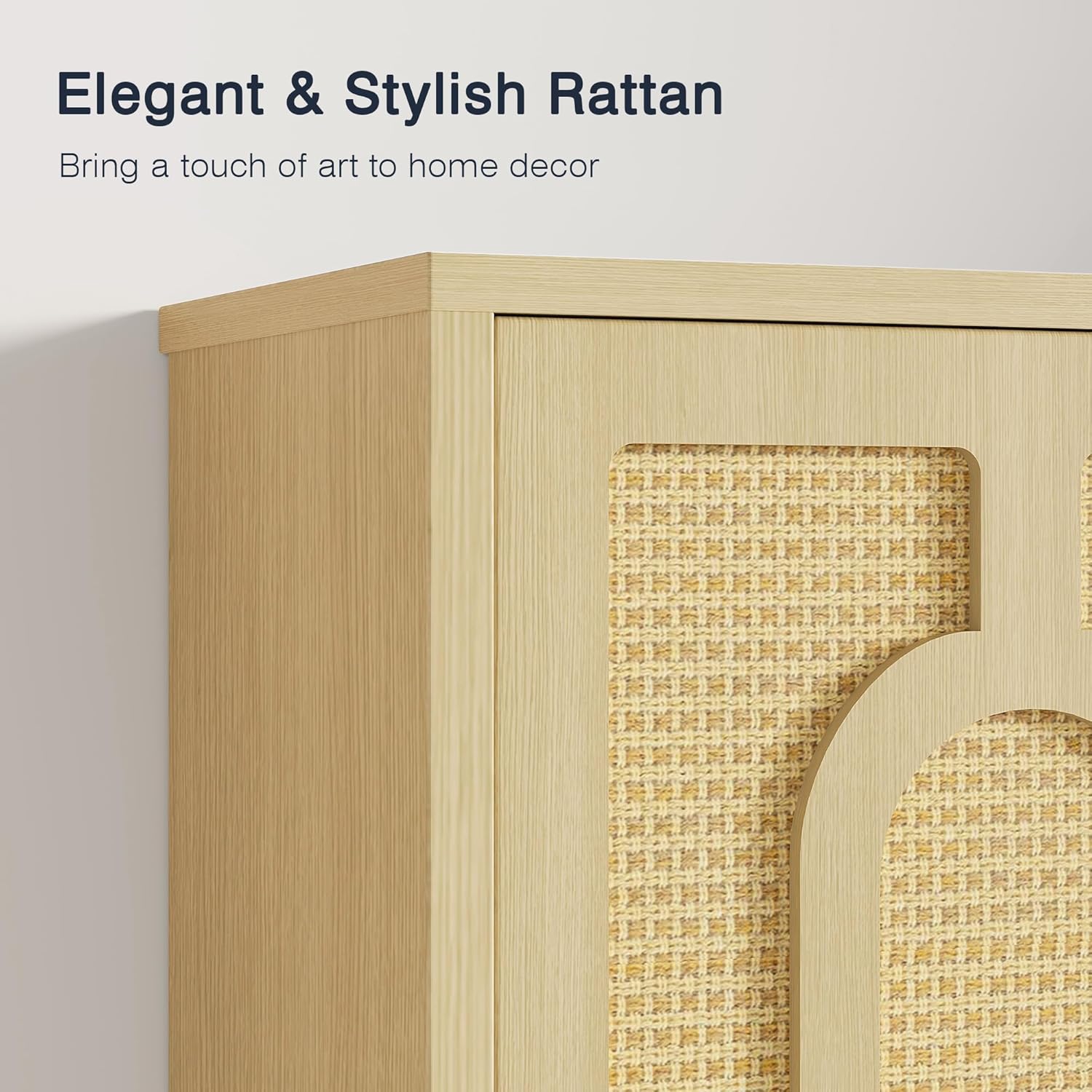 VECELO Rattan Bathroom Wall Cabinet