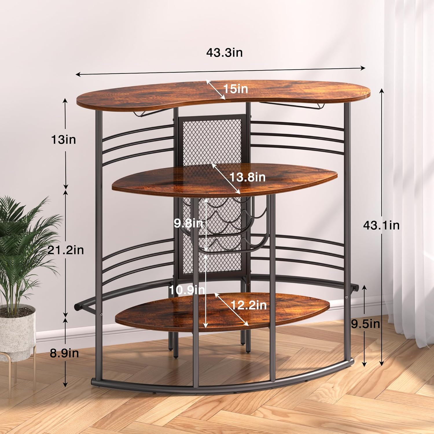 VECELO Vintage Liquor Cabinet Wine Rack Bar Unit