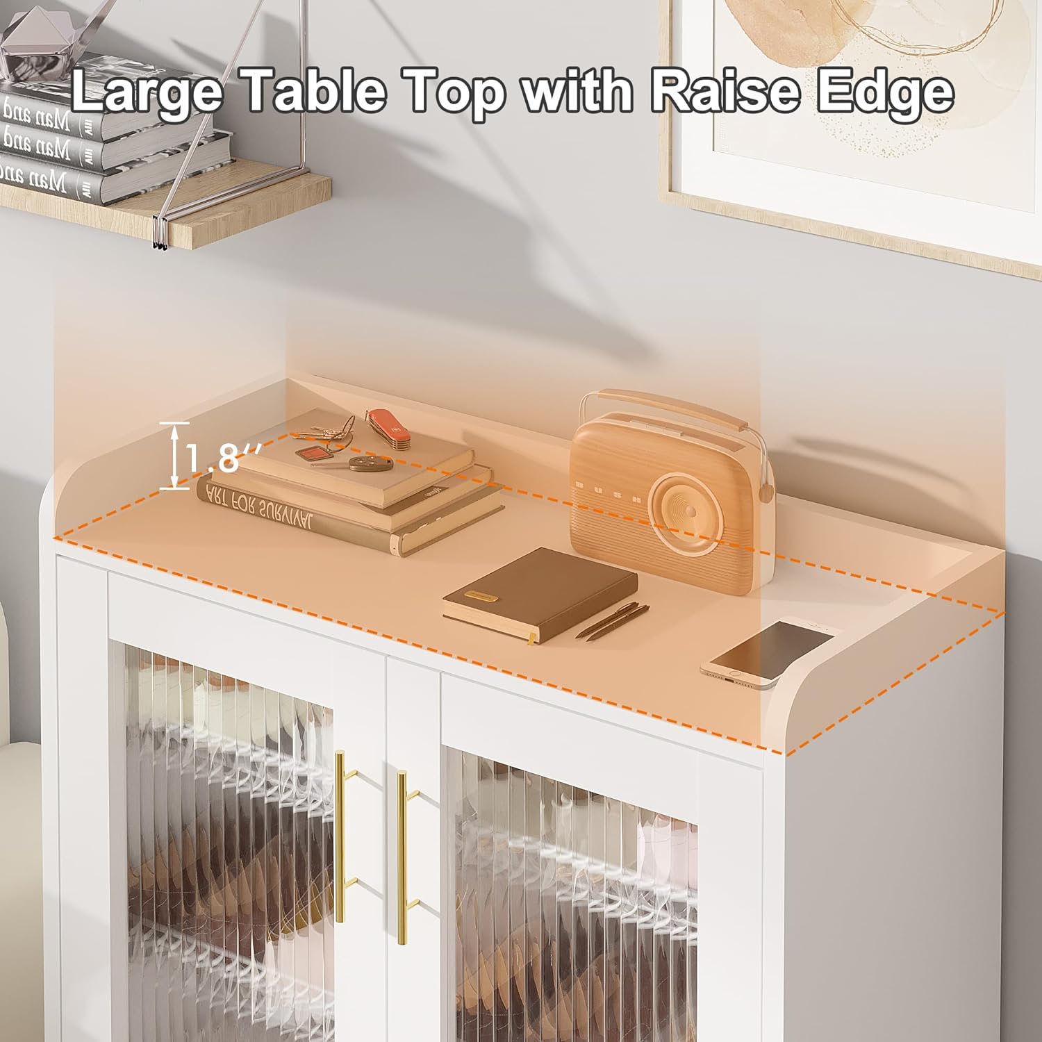 VECELO 4-Tier Shoe Storage Cabinet with Glass Doors and Shelves - VECELO