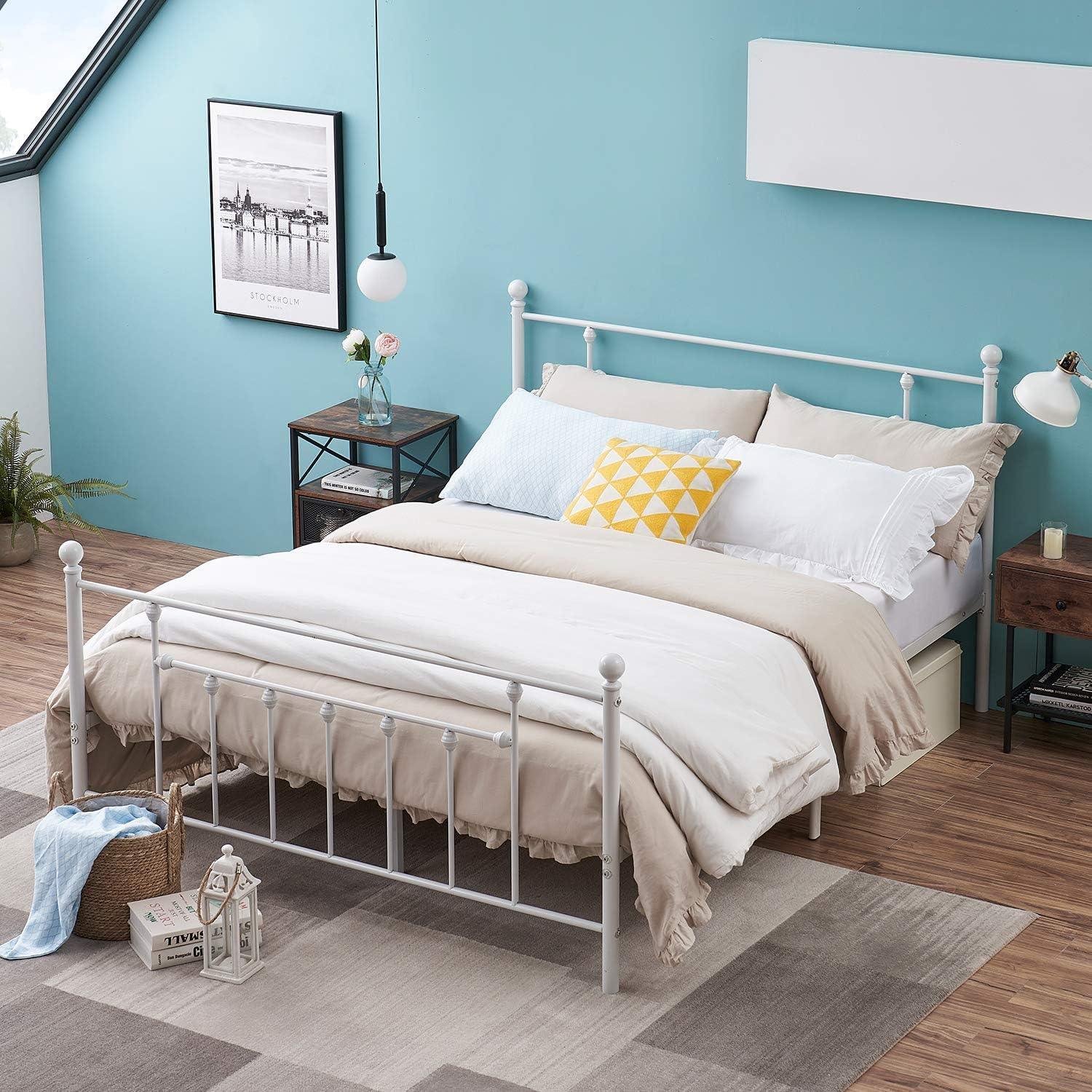 Modern Metal Platform Bed Frame Mattress Foundation with Headboard and Footboard