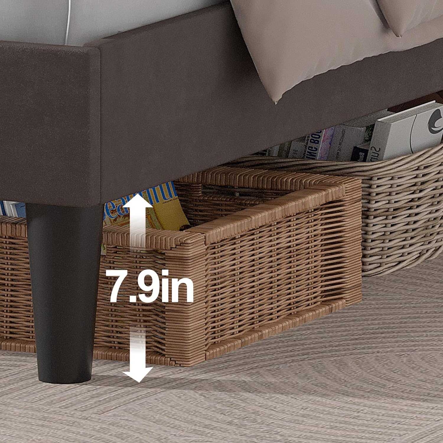 VECELO Upholstered Velvet Platform Bed Frame with Headboard Adjustable, LED Lights, USB-A & Type-C