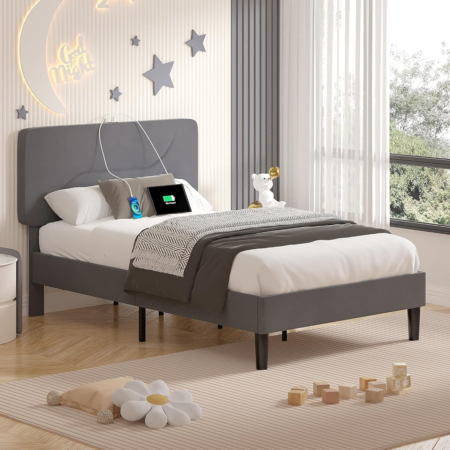 VECELO Bed Frame with LED Lights - VECELO