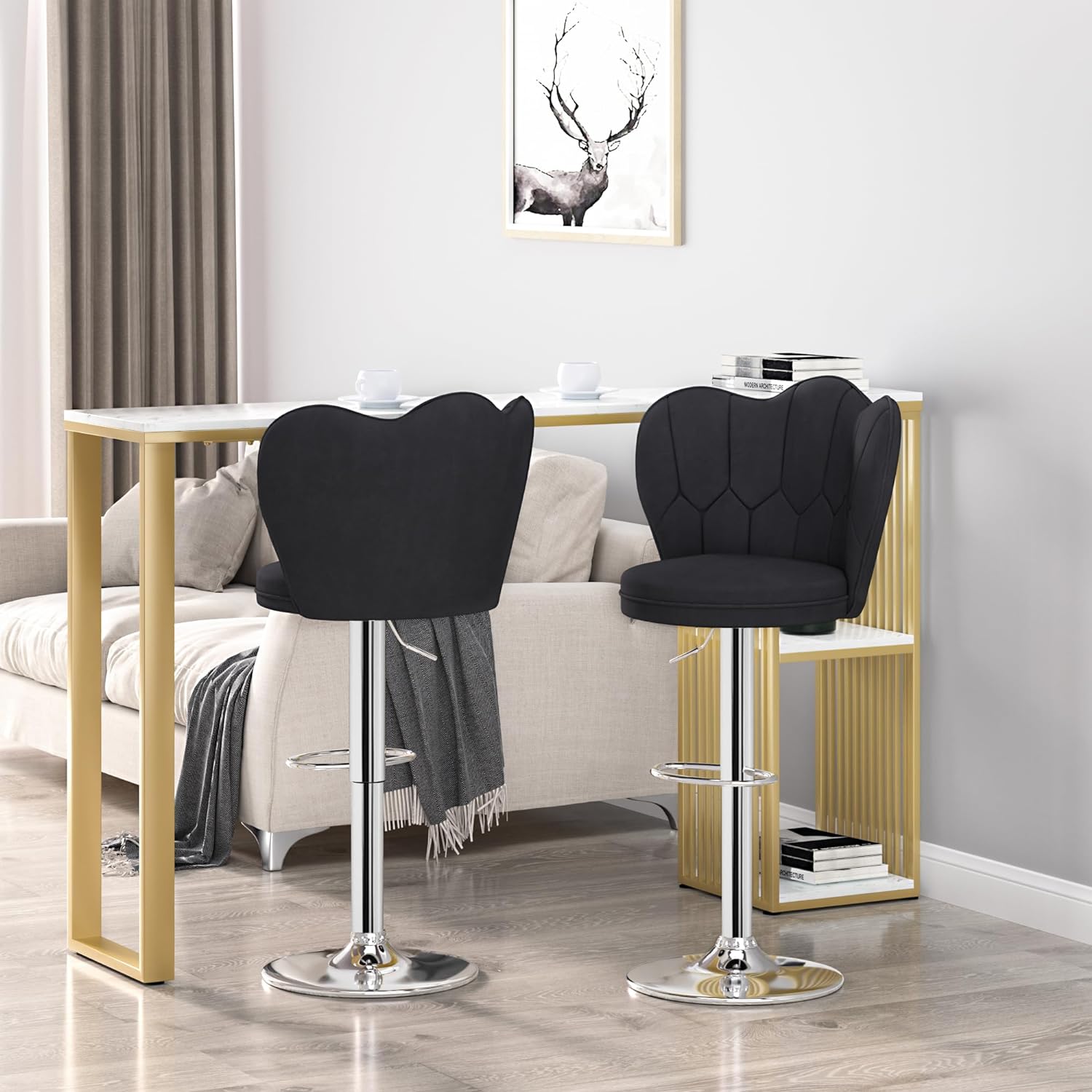 VECELO Bar Stools Set of 2/Set of 4, Adjustable Barstools with Back - VECELO