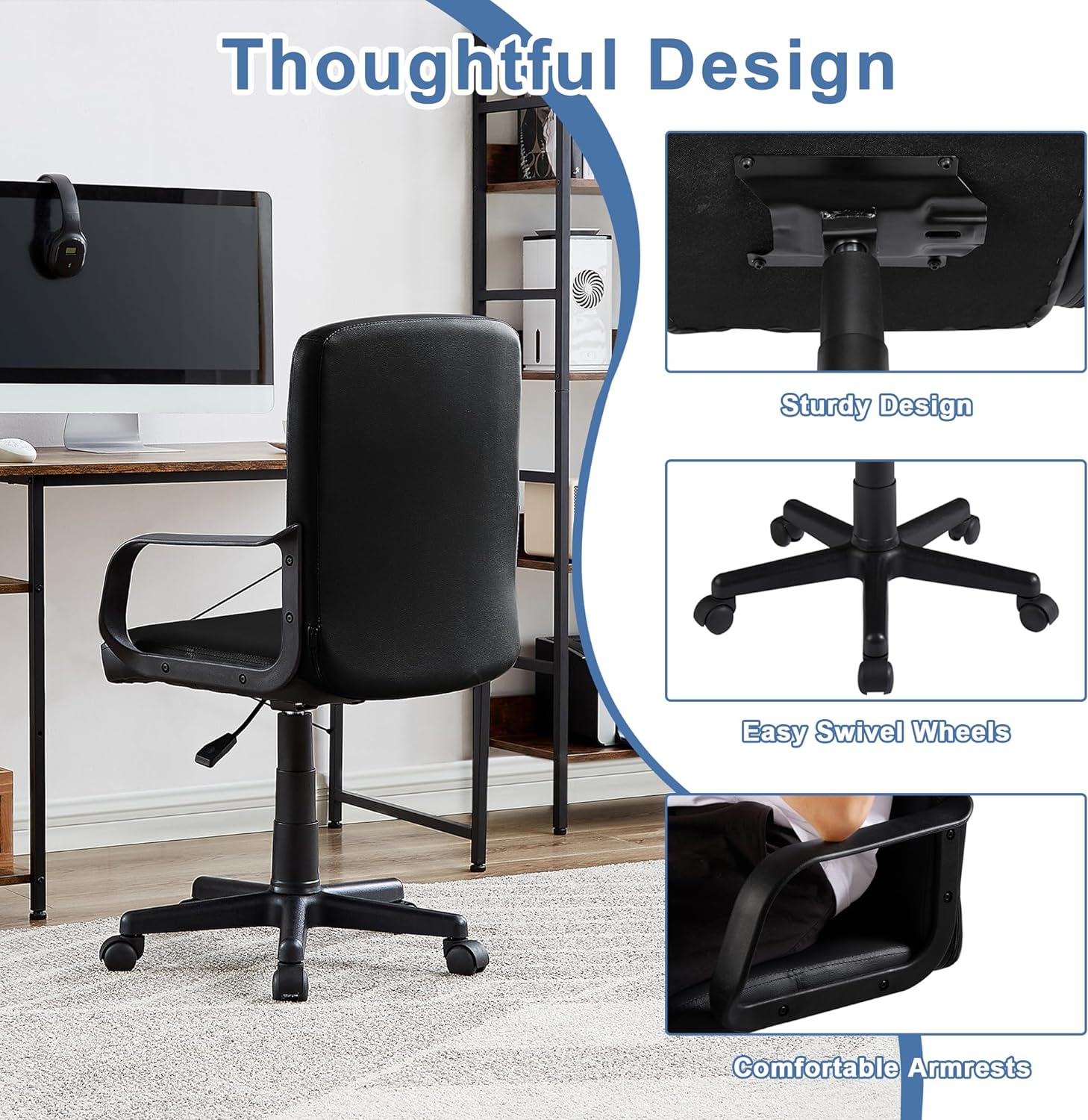 VECELO Home Office Desk Chair with Armrests