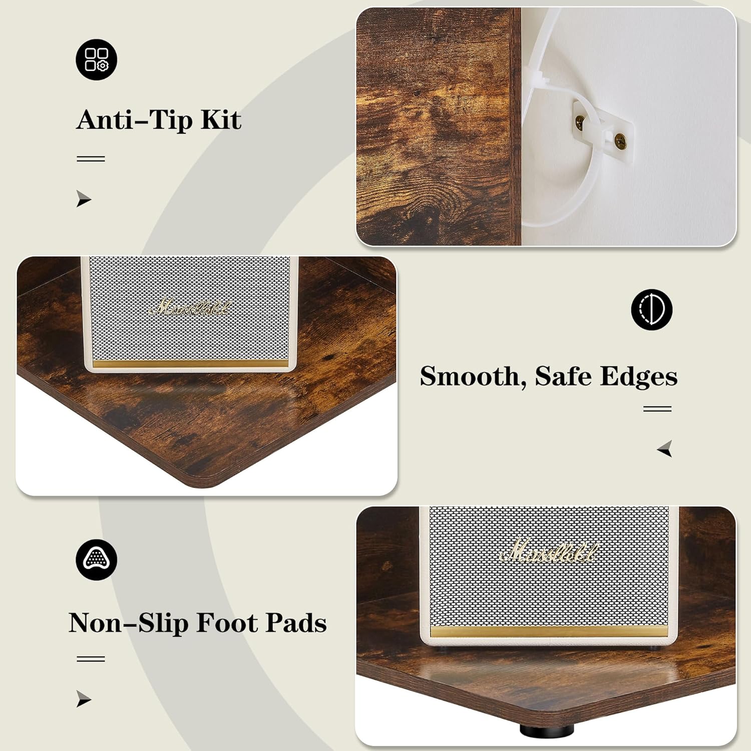 VECELO Wavy Corner Shelf, Decorative 5-Tier Storage Bookshelf