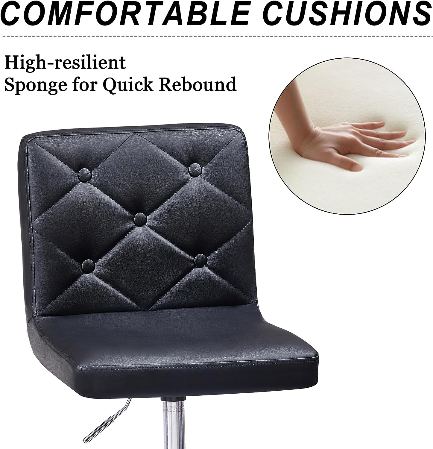 VECELO PU Leather Mid-Back Armless Desk Chair Adjustable Height 360° Rolling Swivel