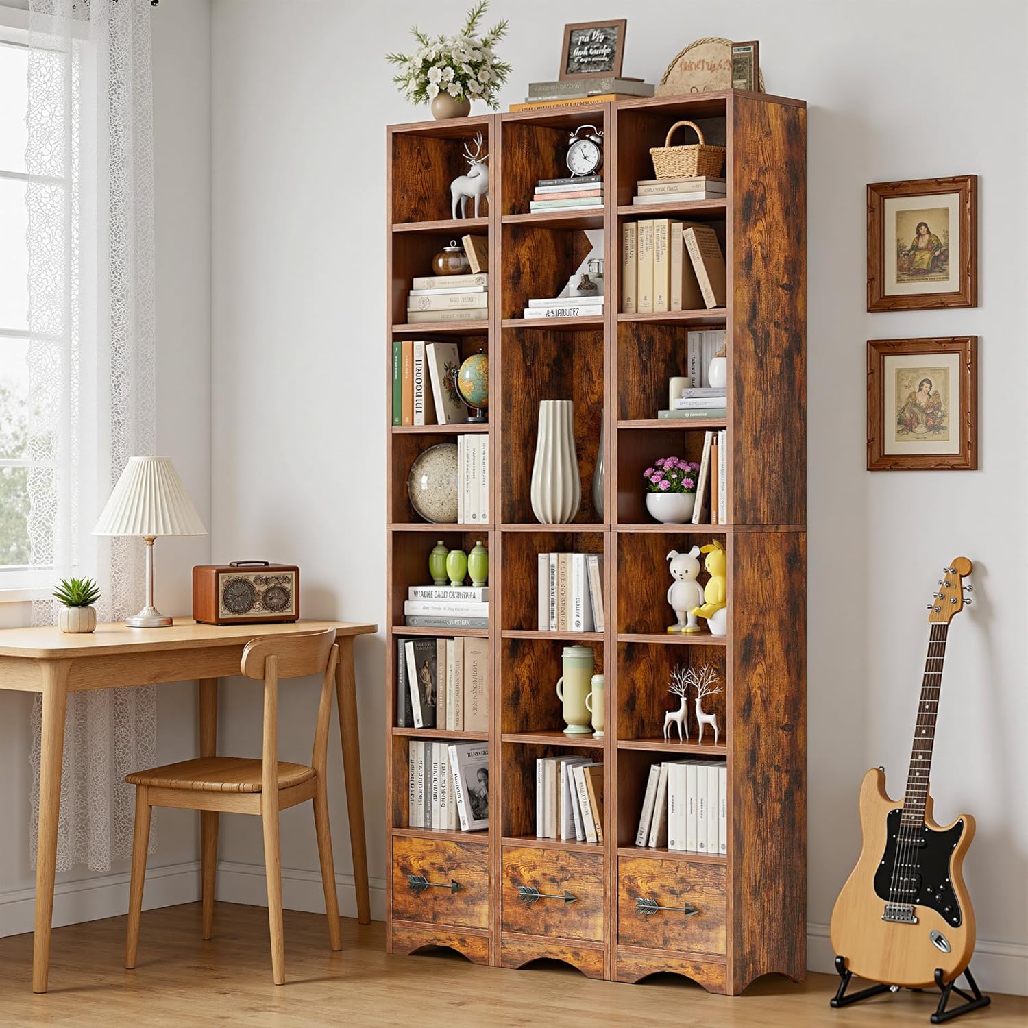 VECELO 8-Tier Tall Narrow Bookshelf