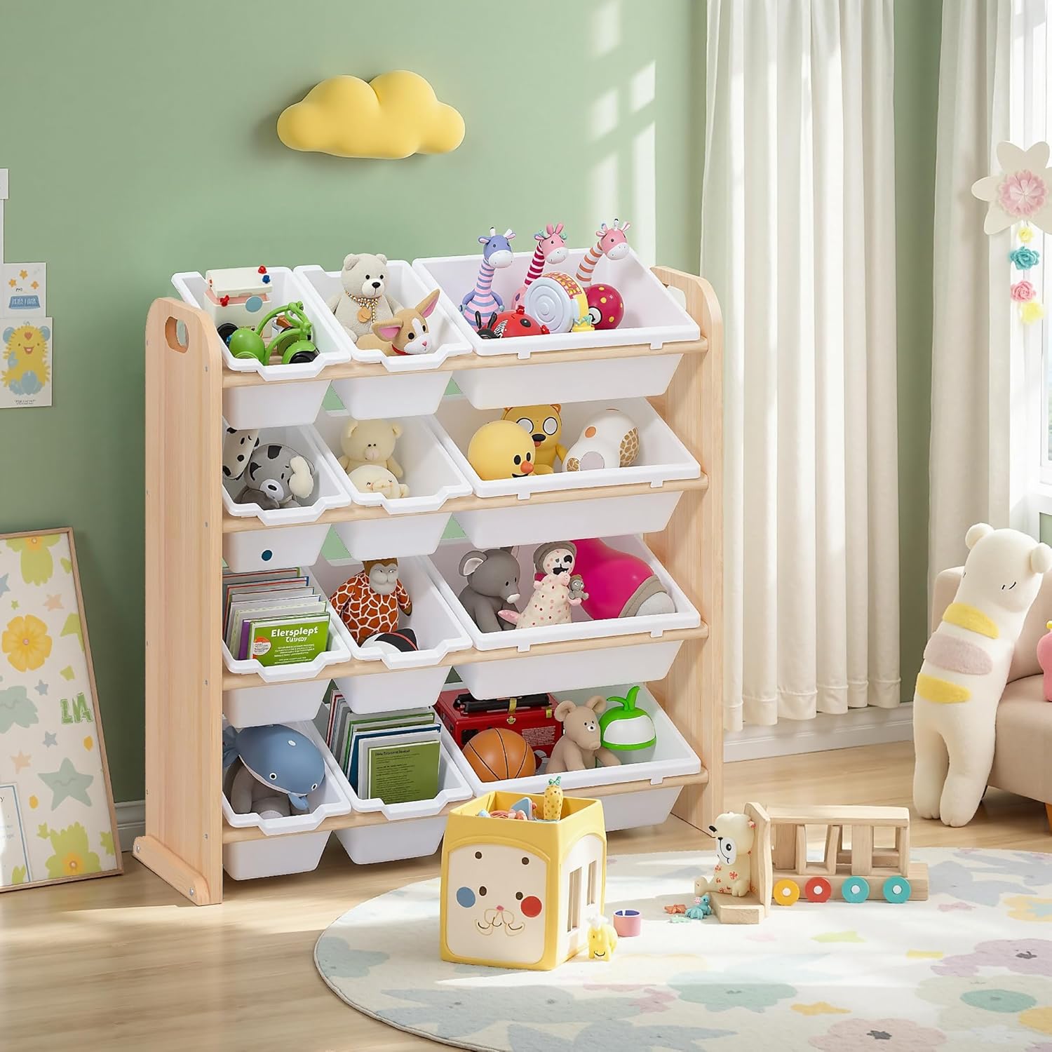 VECELO Kids Toy Storage Organizer with 12 Pcs Bins