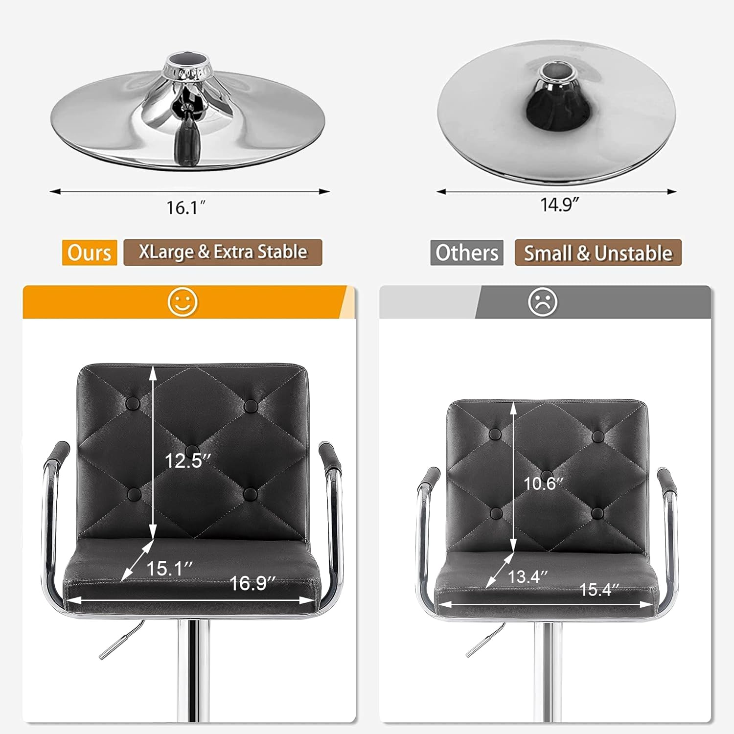 VECELO Adjustable Counter Height Bar Stools Set of 2 - VECELO