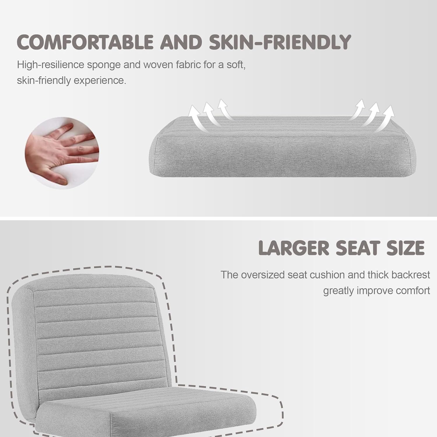 VECELO Armless Office Chair No Wheels Fabric Padded Cross Legged - VECELO