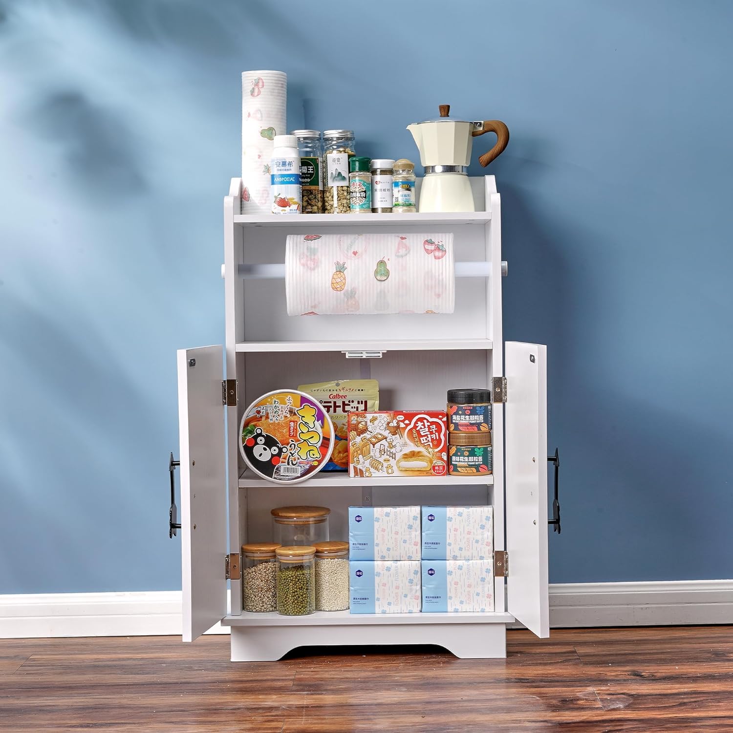 VECELO Mega Toilet Holder Cabinet Stand Bathroom Storage Organizer of Rolls & Paper Towel