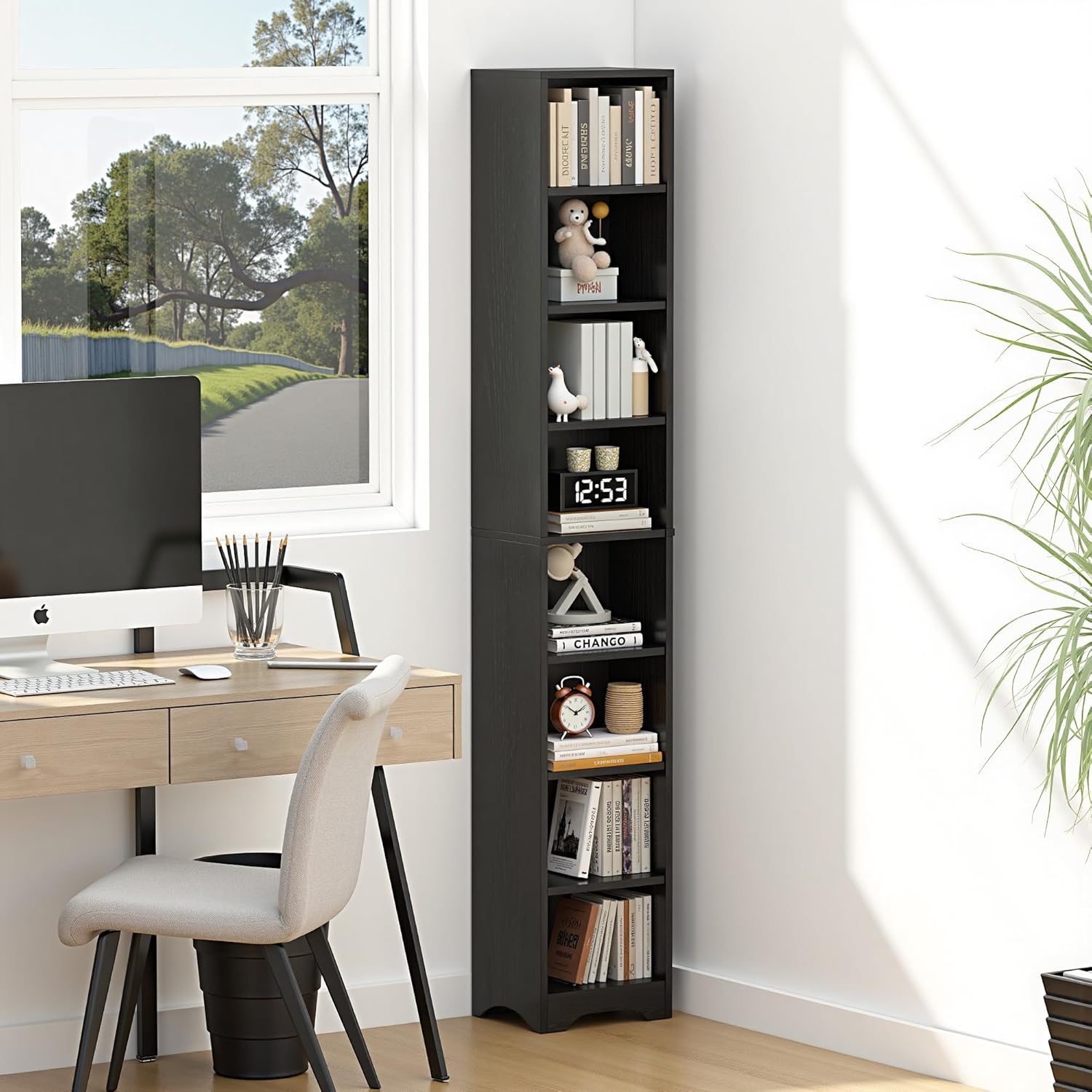 VECELO 8-Tier Tall Narrow Bookshelf