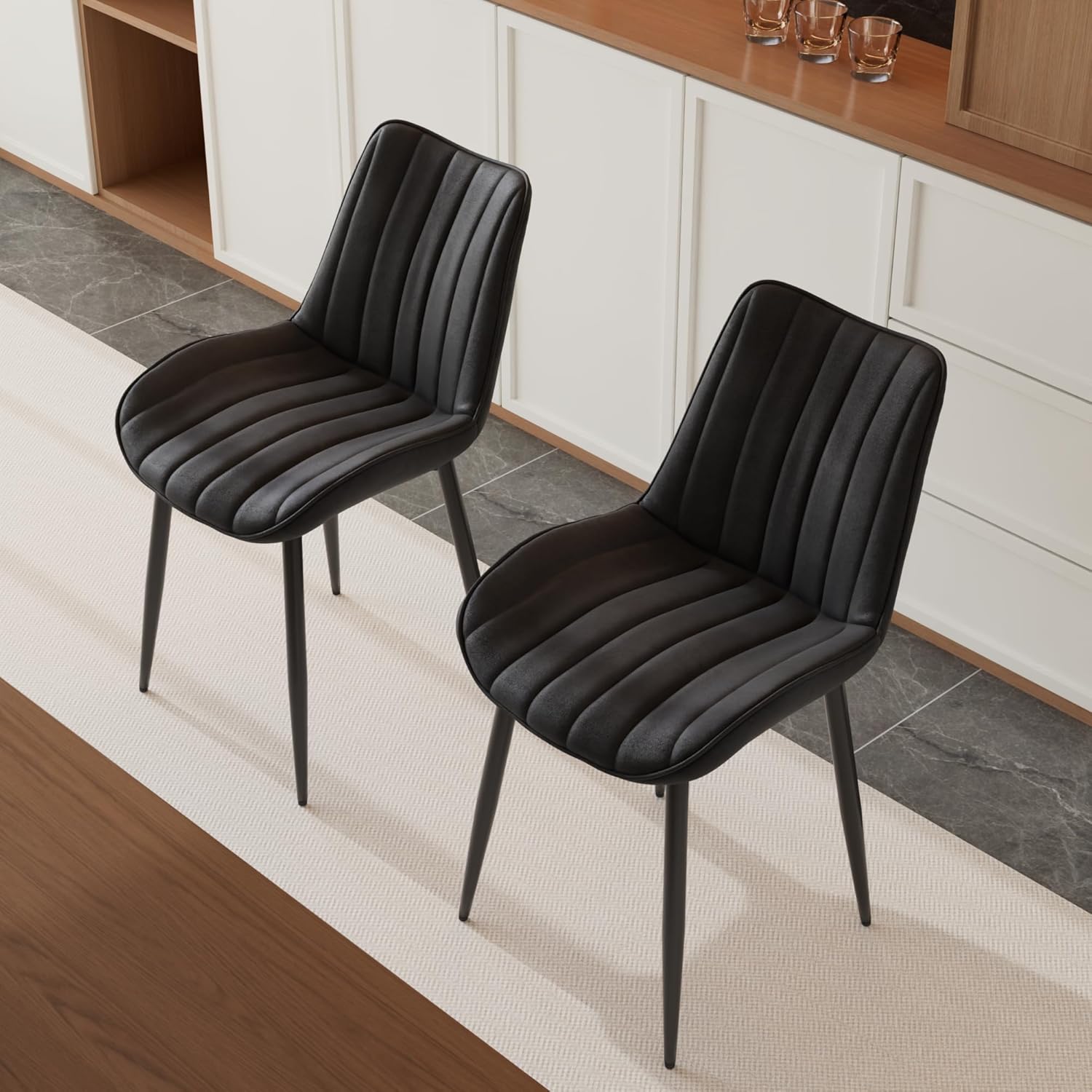 VECELO Dining Chairs Set of 2, Velvet Fabric & Metal Frame