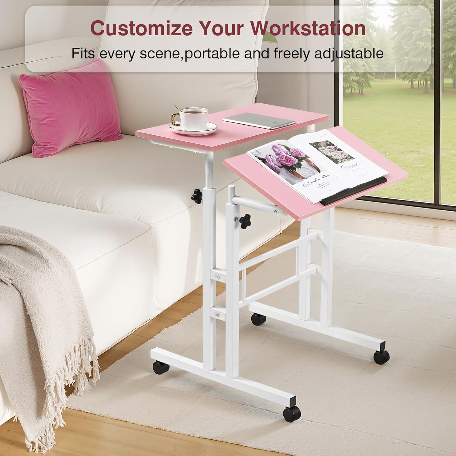 VECELO Small Mobile Standing Desk 24 Inch