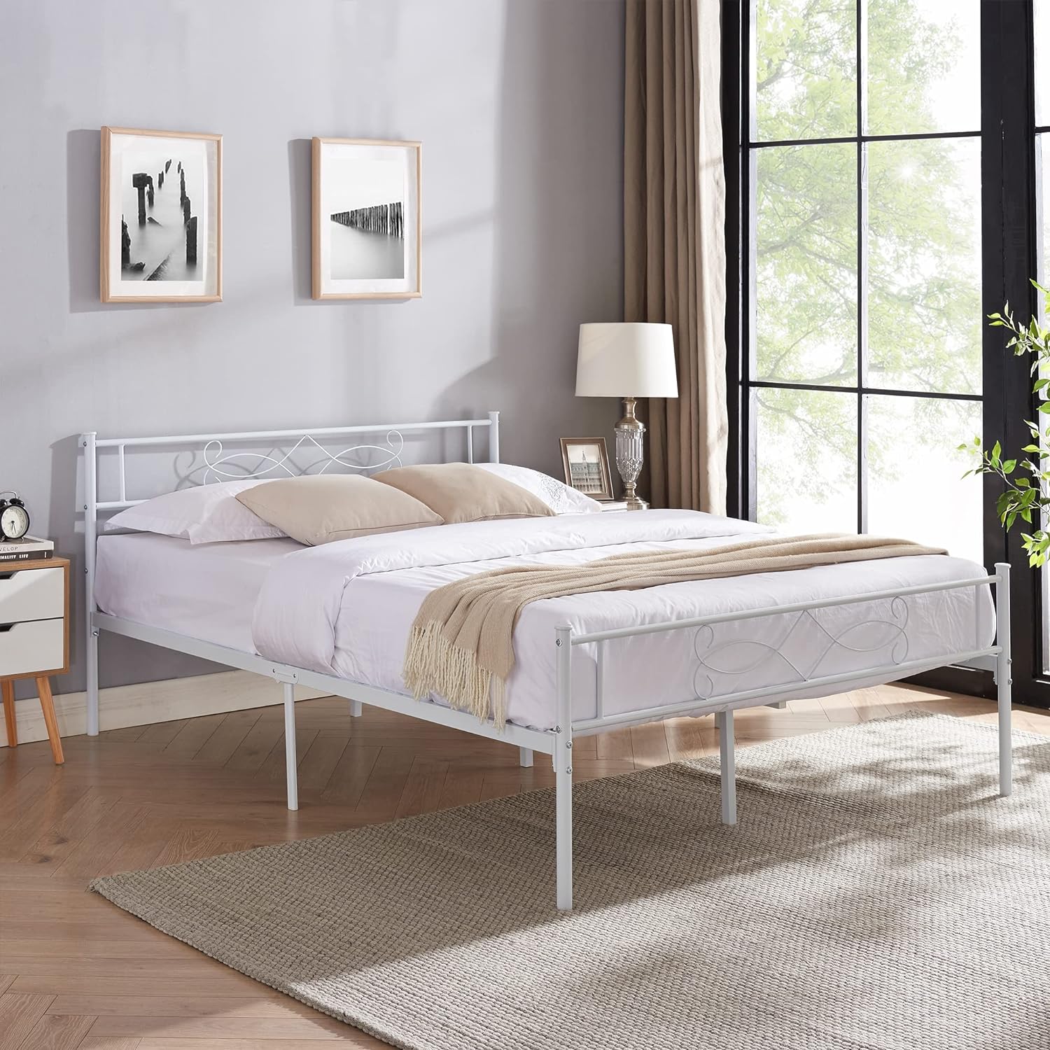 VECELO Metal Platform Bed Frame with Headboard & Footboard Premium Steel Slat Support Noise-Free