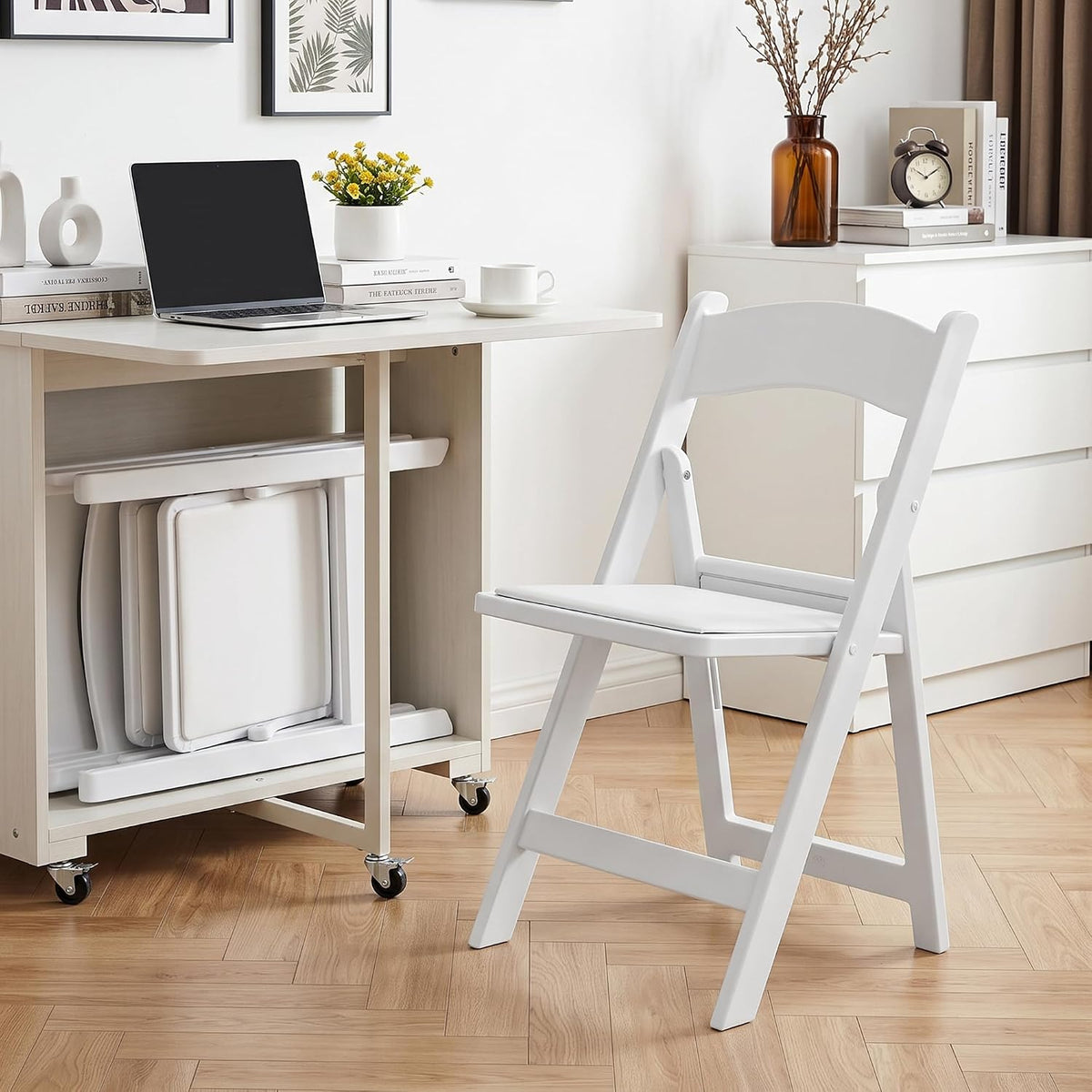 VECELO Folding Chair with Padded Seat Foldable Resin Dining Chairs for Indoor Outdoor Use