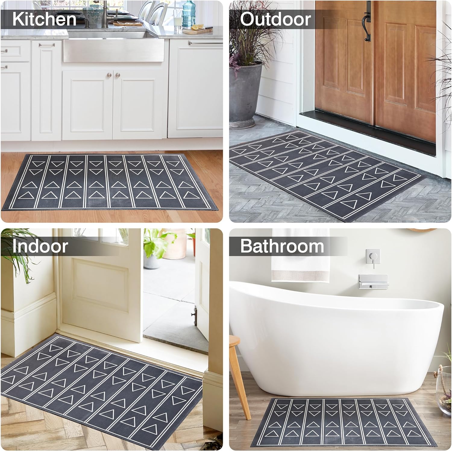 VECELO Outdoor Front Door Mat Outside Entrance, Low-Profile Welcome Mat