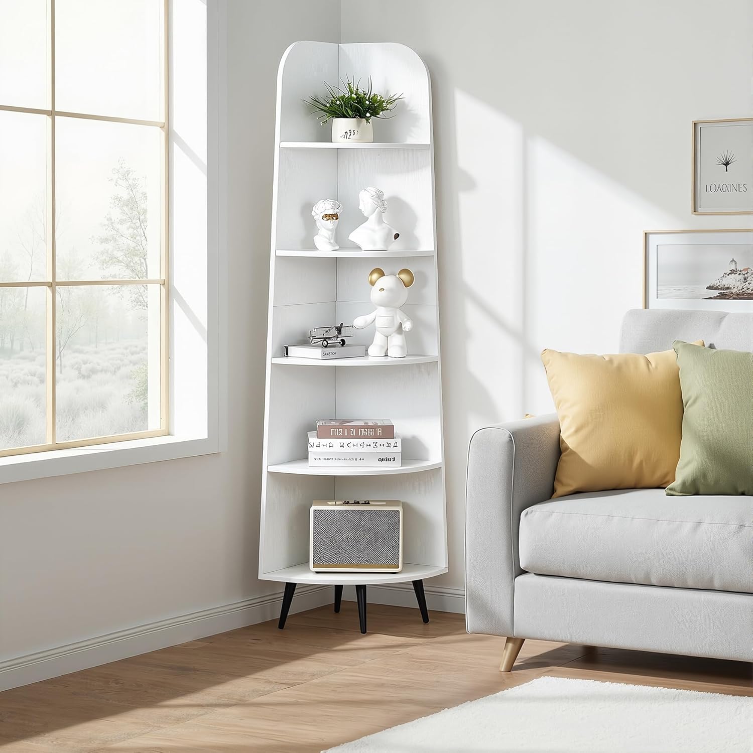 VECELO Large Corner Shelf - 66.93" Tall 5-Tier Organizer