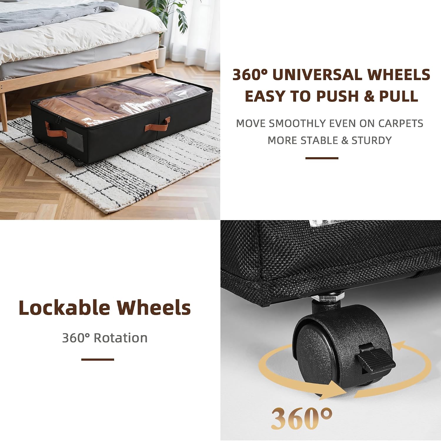 VECELO Under Bed Storage with Wheels