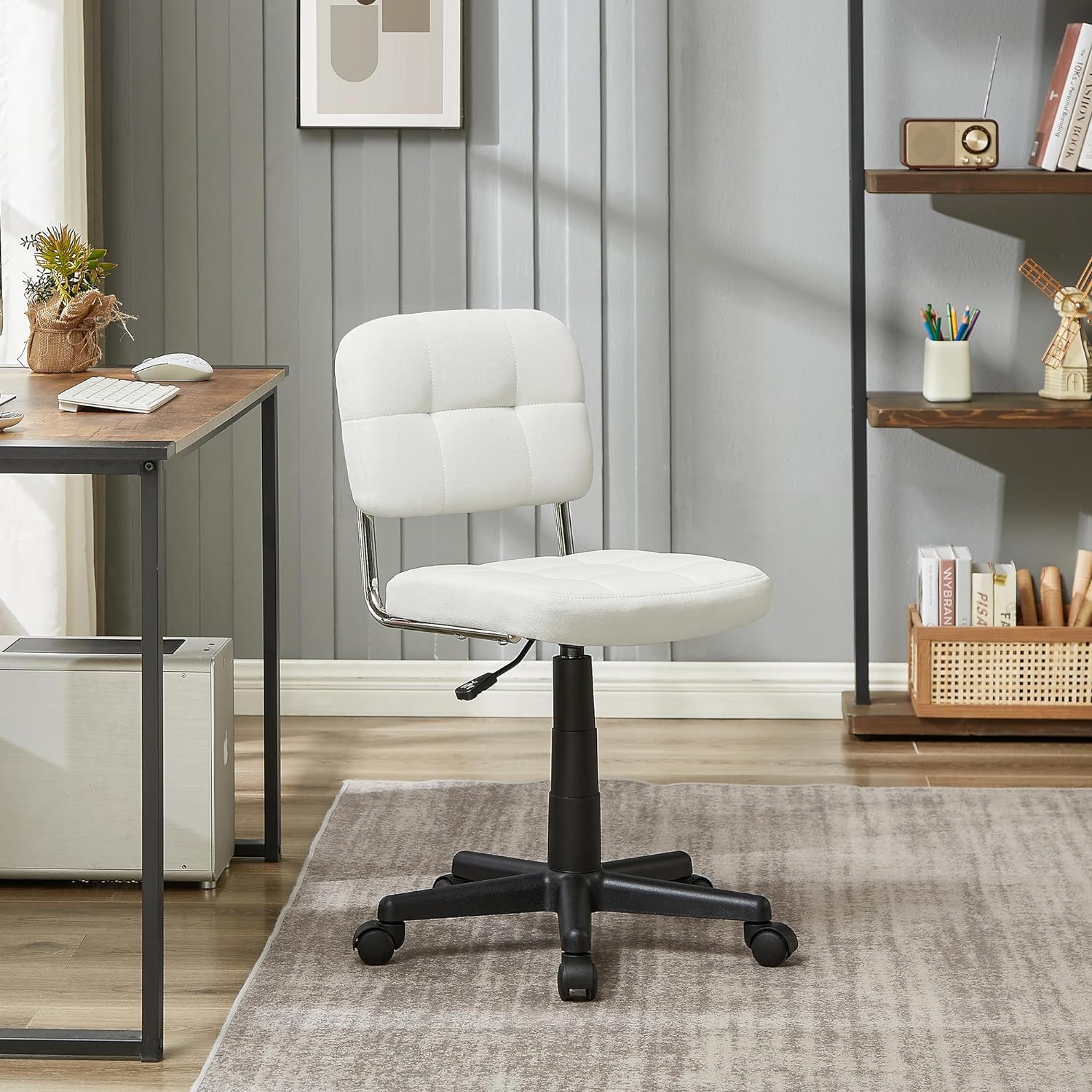 VECELO Modern Armless Home Office Desk Chair for Make Up/Bed Room/Small Space