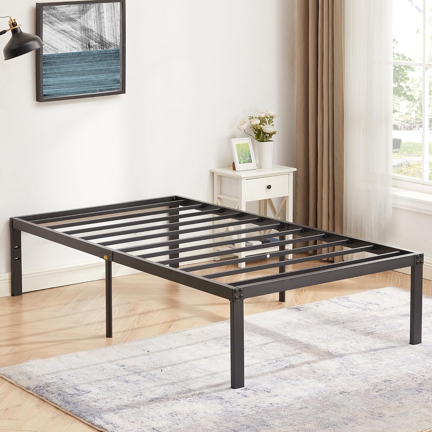 VECELO Metal Platform Bed Frame Heavy Duty Steel Slat, No Box Spring Needed