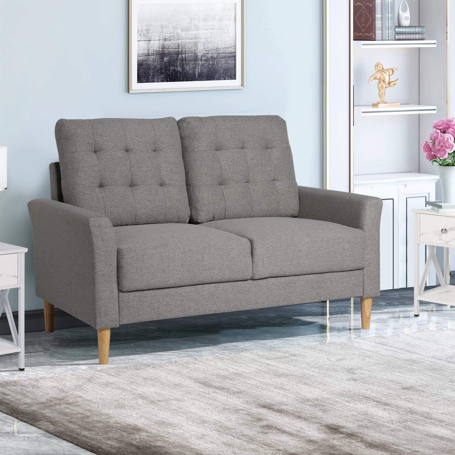 VECELO Modern Tufted Fabric Sofa