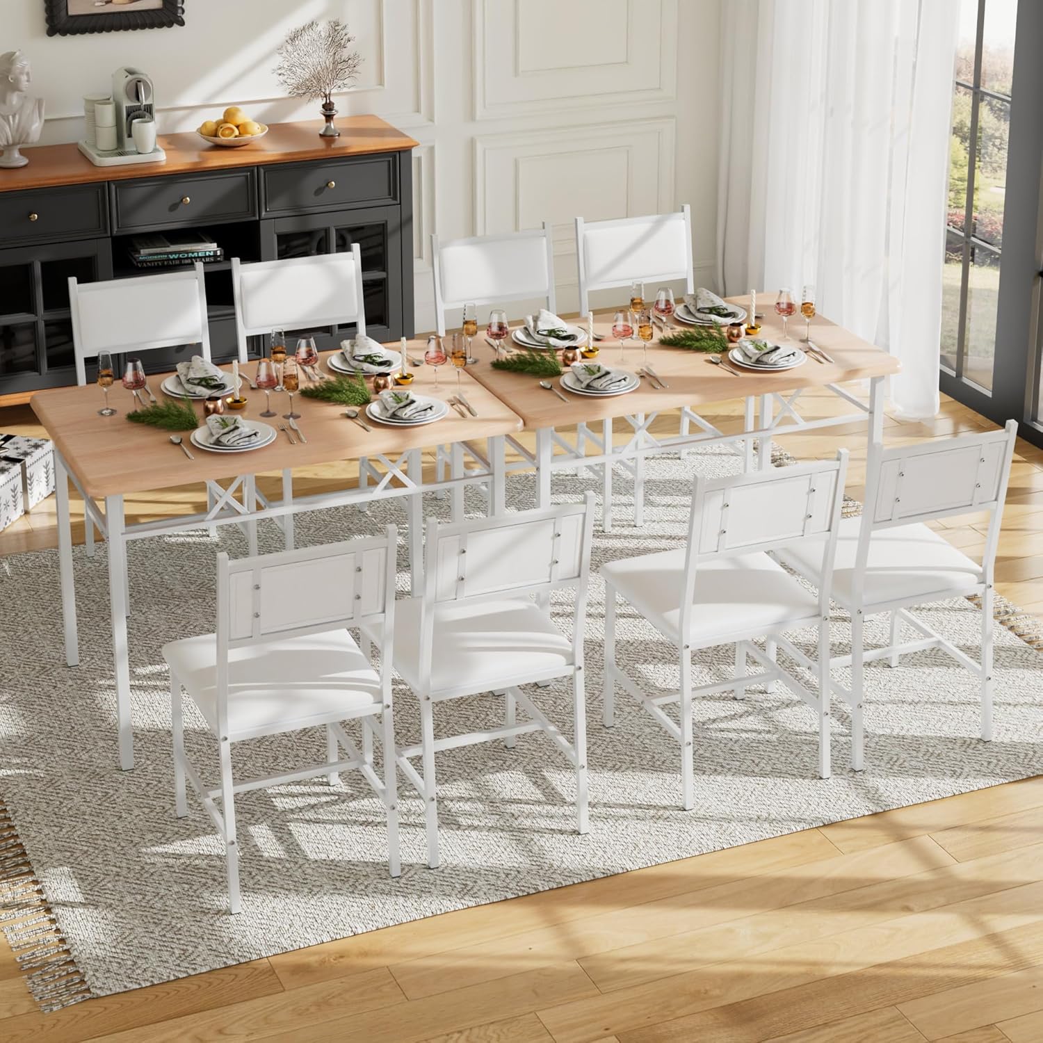 VECELO Dining Table Set for 4 with Chairs