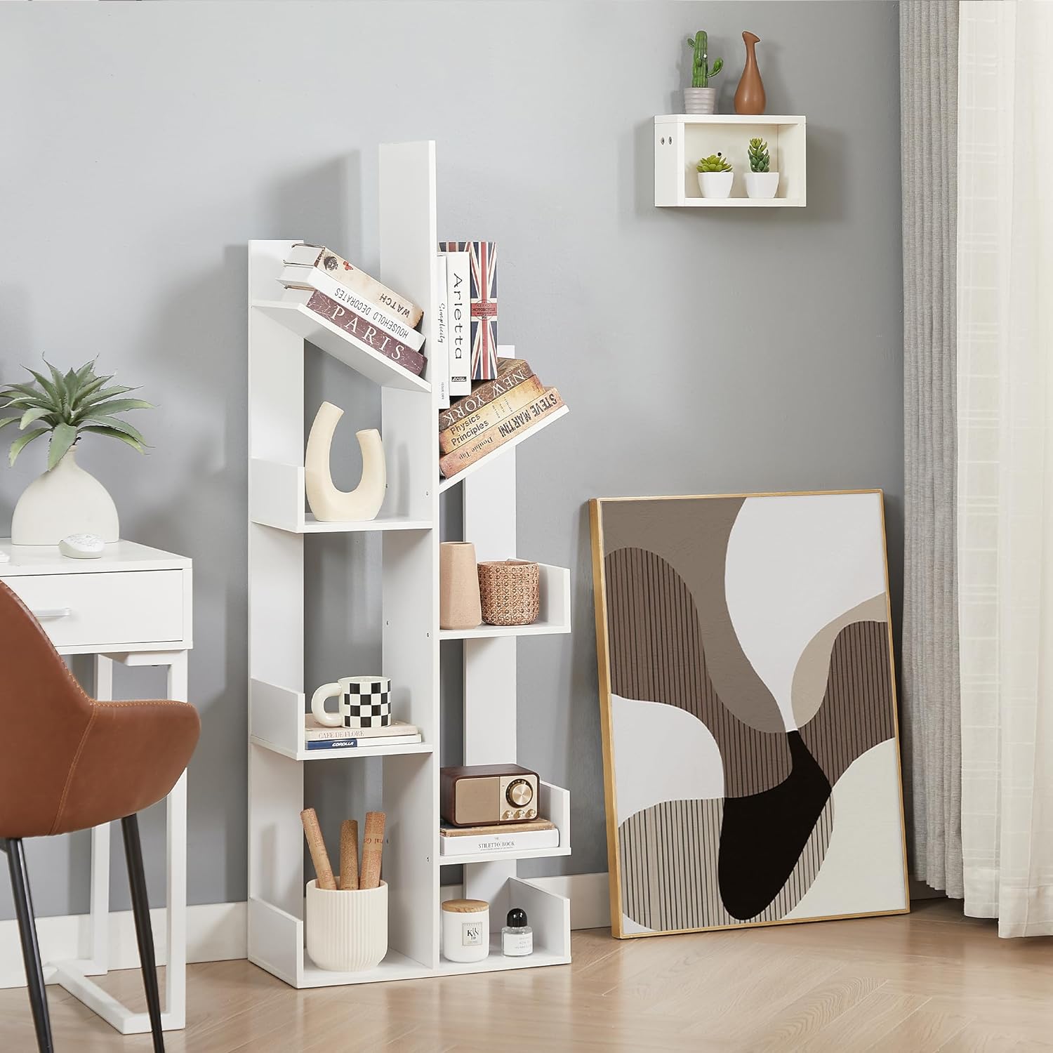 VECELO Tree Bookshelf,8 Shelf Storages Bookcase