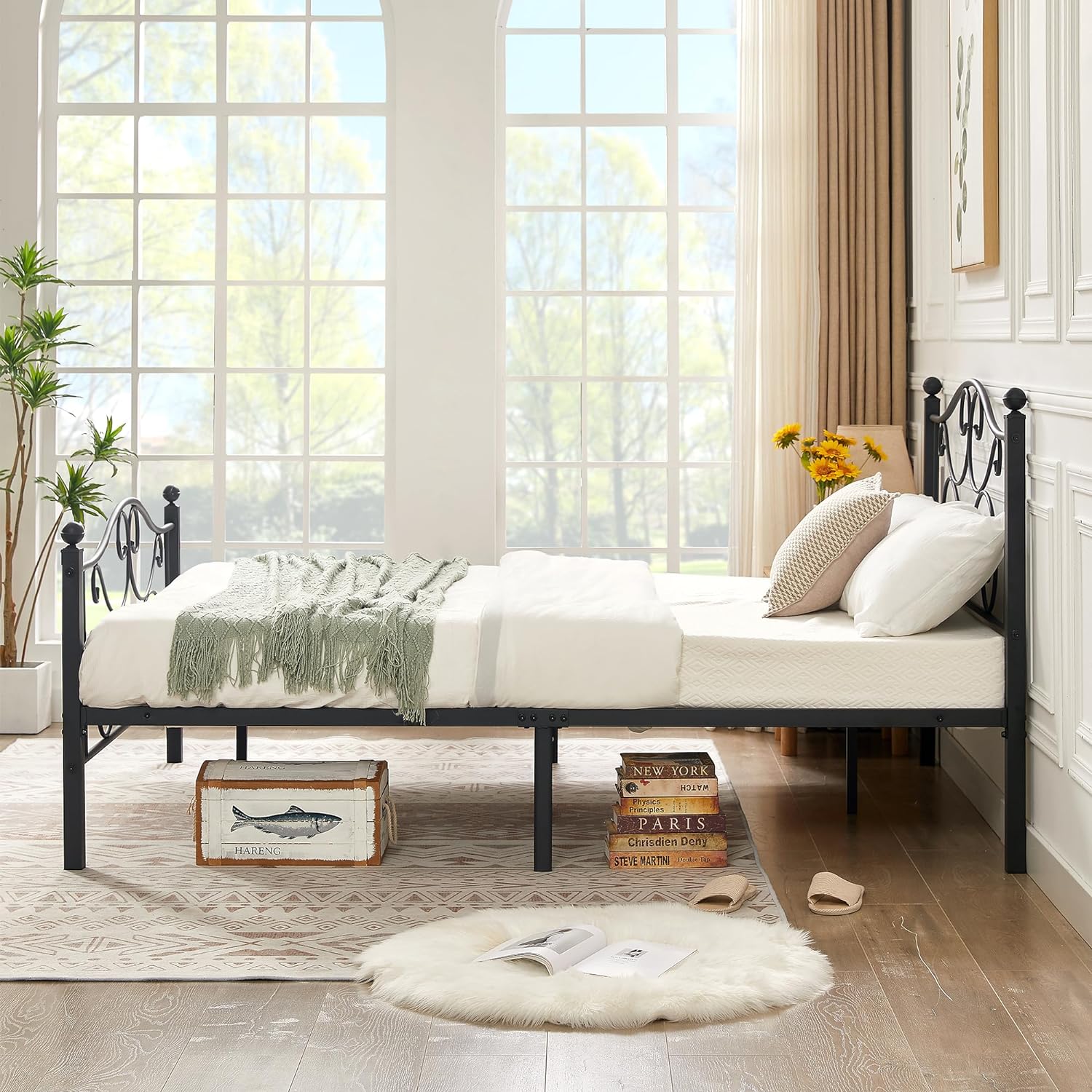 VECELO Classic Metal Bed Frame Mattress Foundation - VECELO