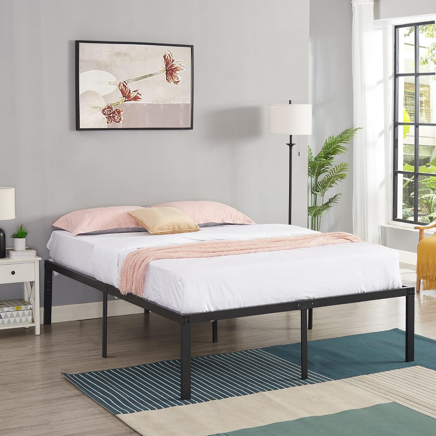 VECELO Metal Platform Bed Frame Heavy Duty Steel Slat, No Box Spring Needed