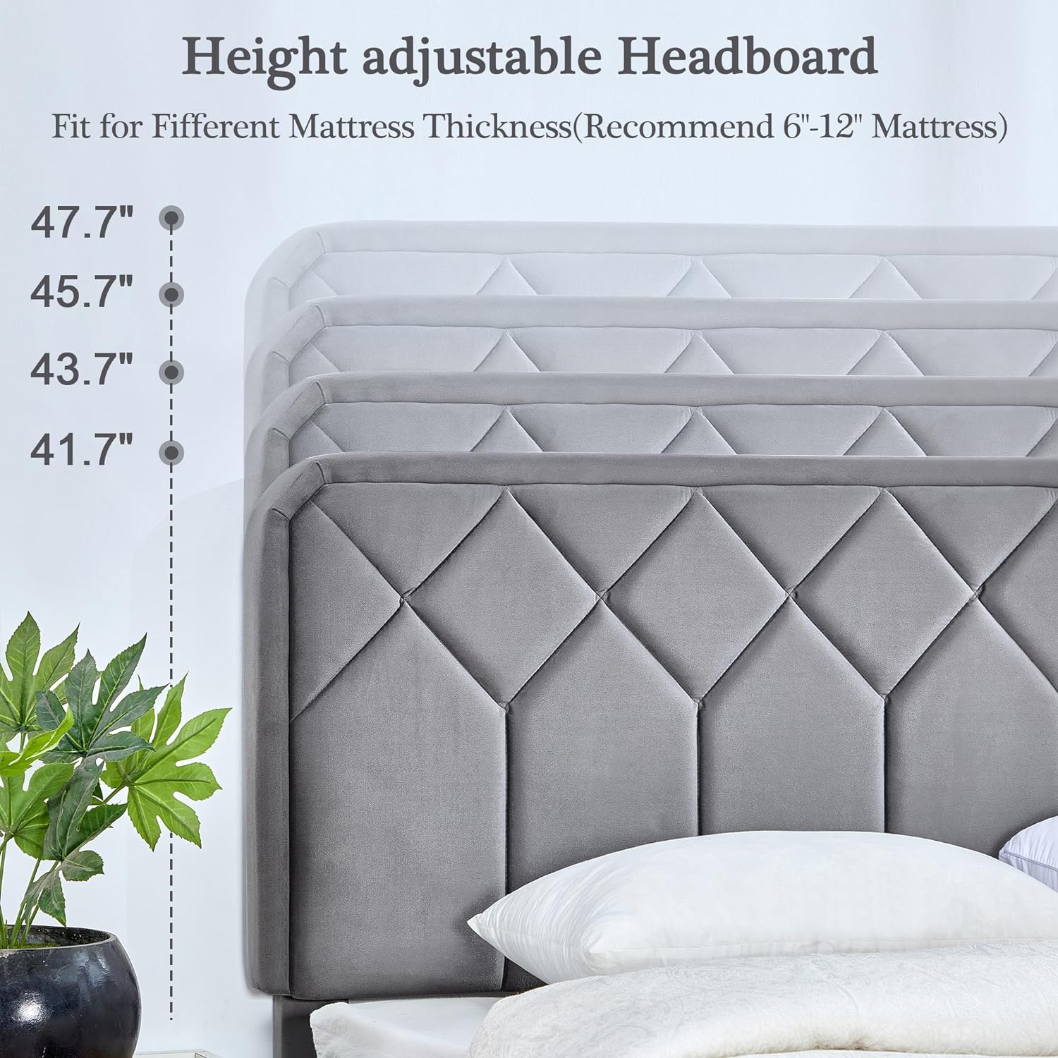 VECELO Premium Leather Upholstered Platform Bed Frame