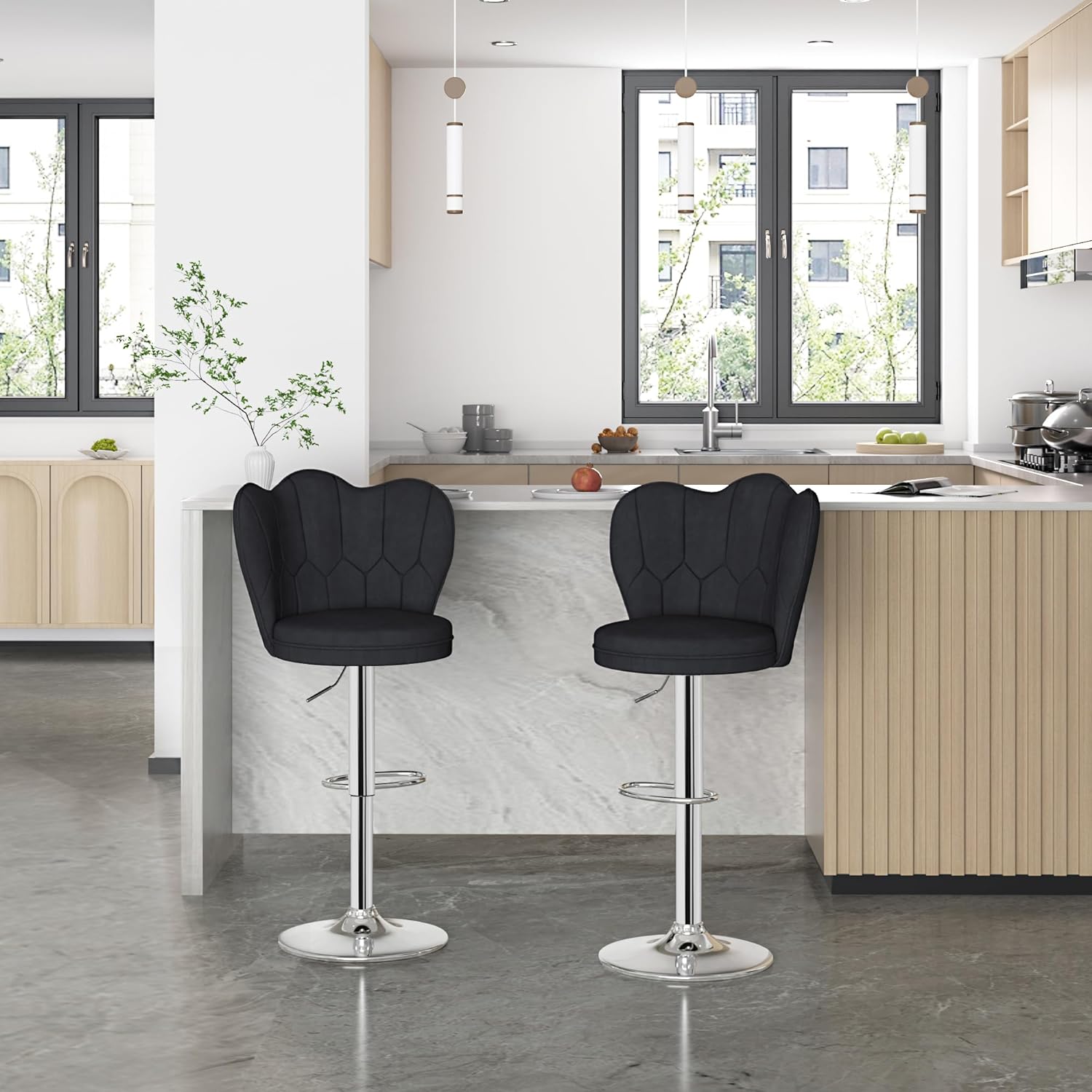 VECELO Bar Stools Set of 2/Set of 4, Adjustable Barstools with Back - VECELO