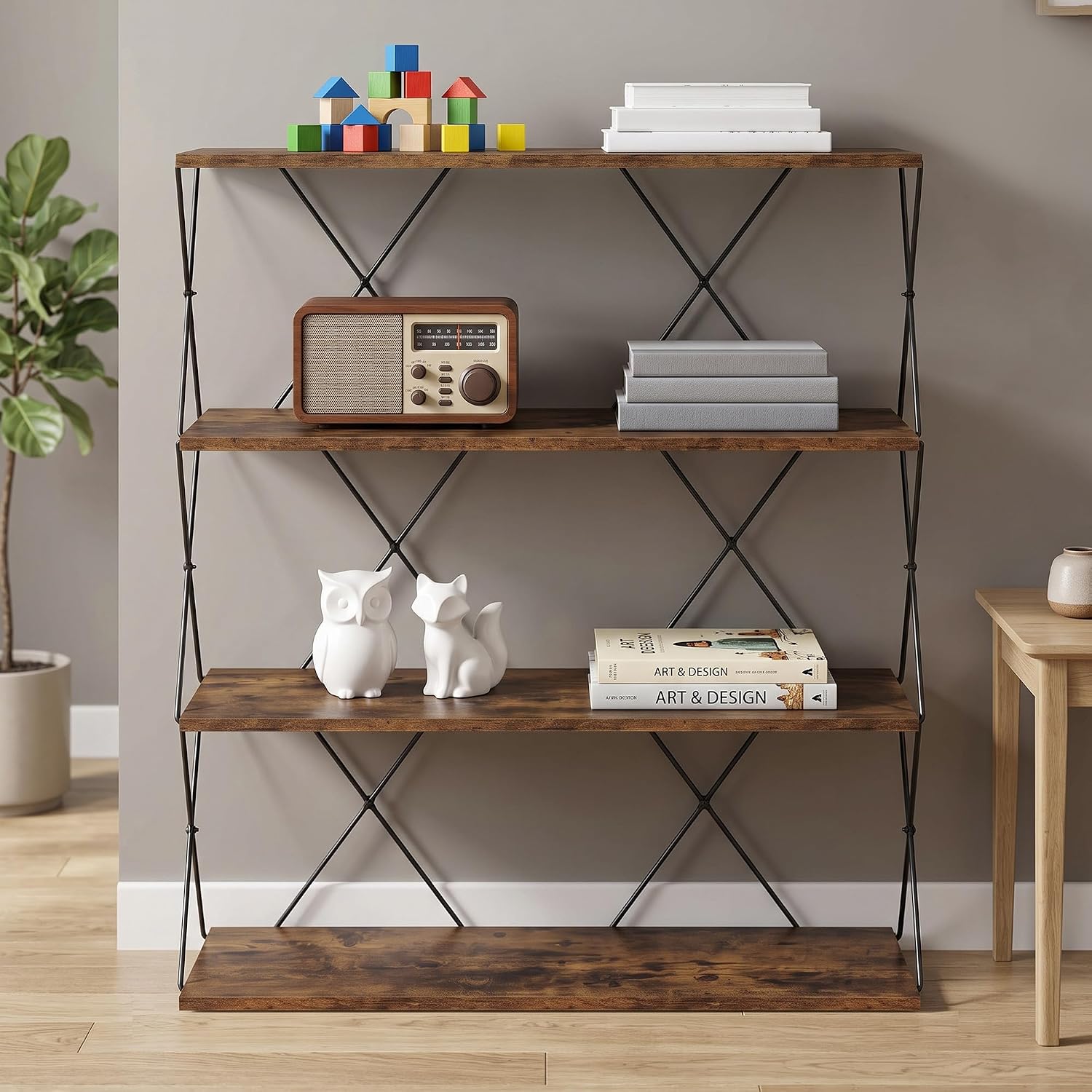 VECELO 4-Tier Bookshelf, 11.8 x 31.5 x 36.8 Inches