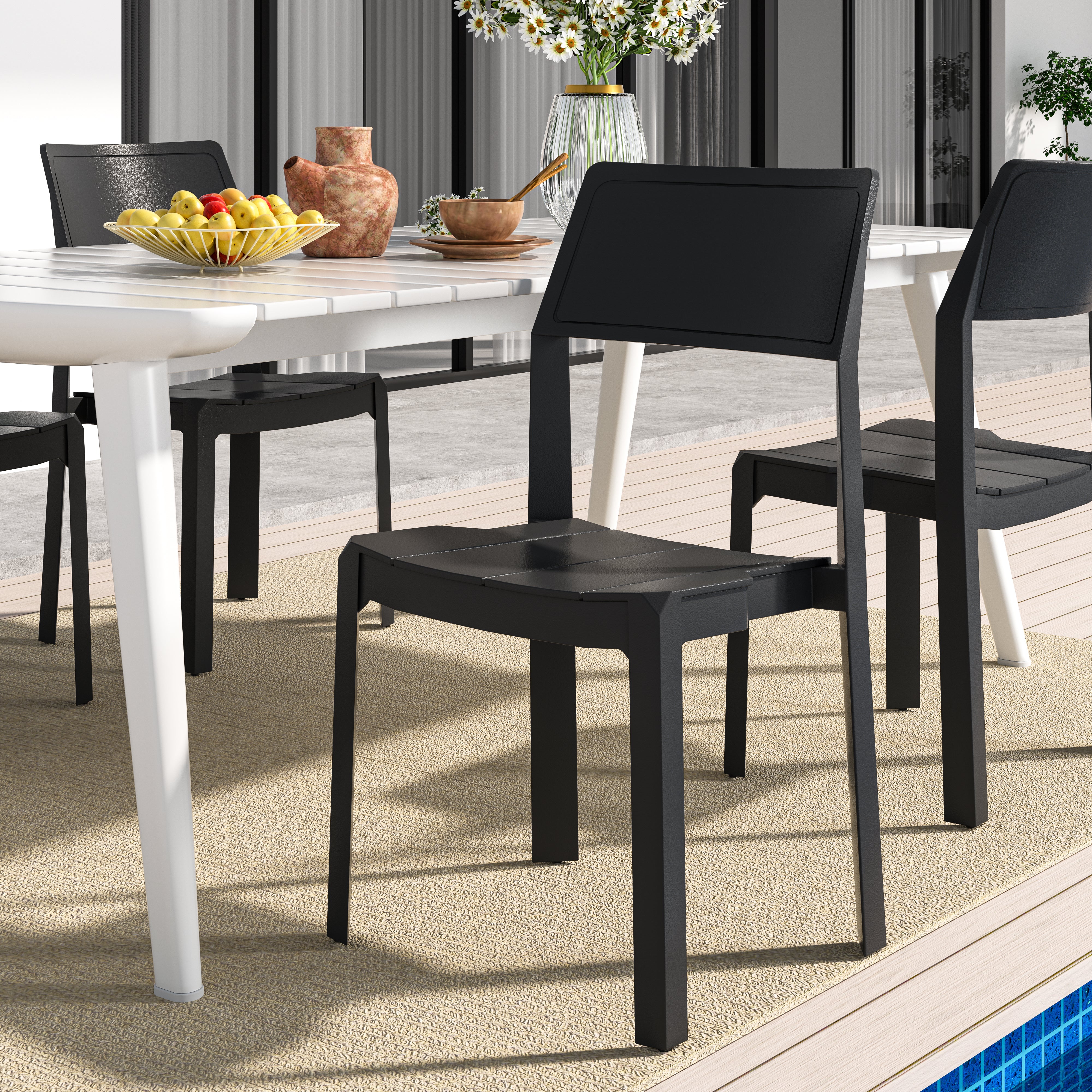 VECELO Dining Chairs Set of 4, Stackable Plastic Kitchen Chairs - VECELO