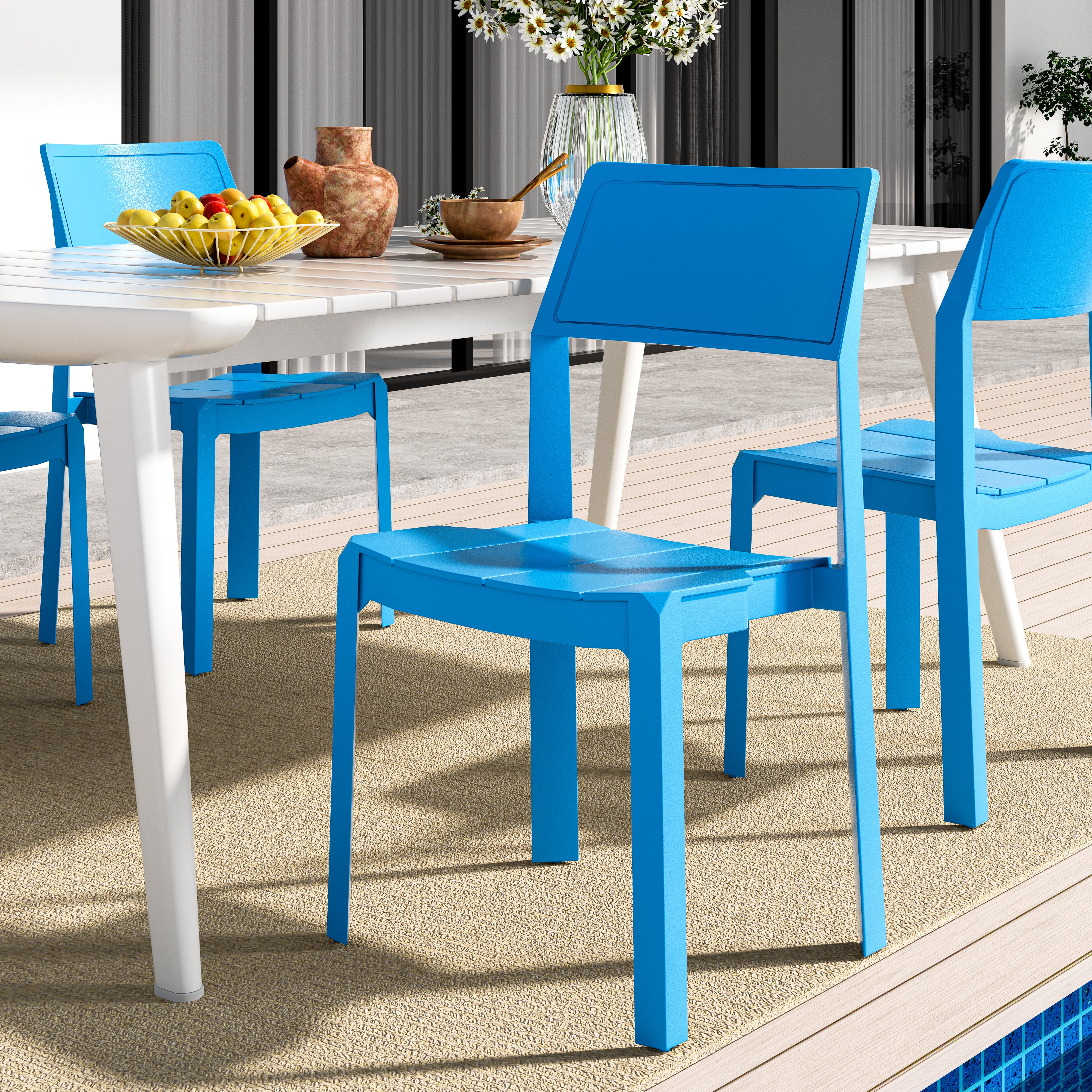 VECELO Dining Chairs Set of 4, Stackable Plastic Kitchen Chairs - VECELO