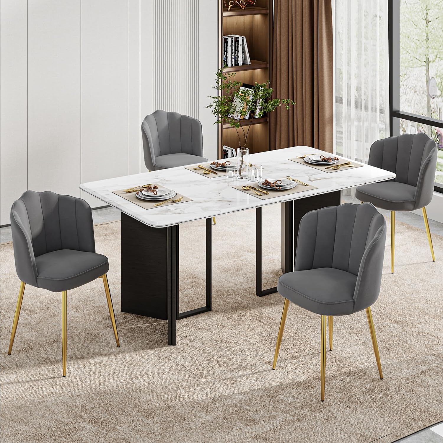 VECELO Velvet Dining Chairs Set of 4