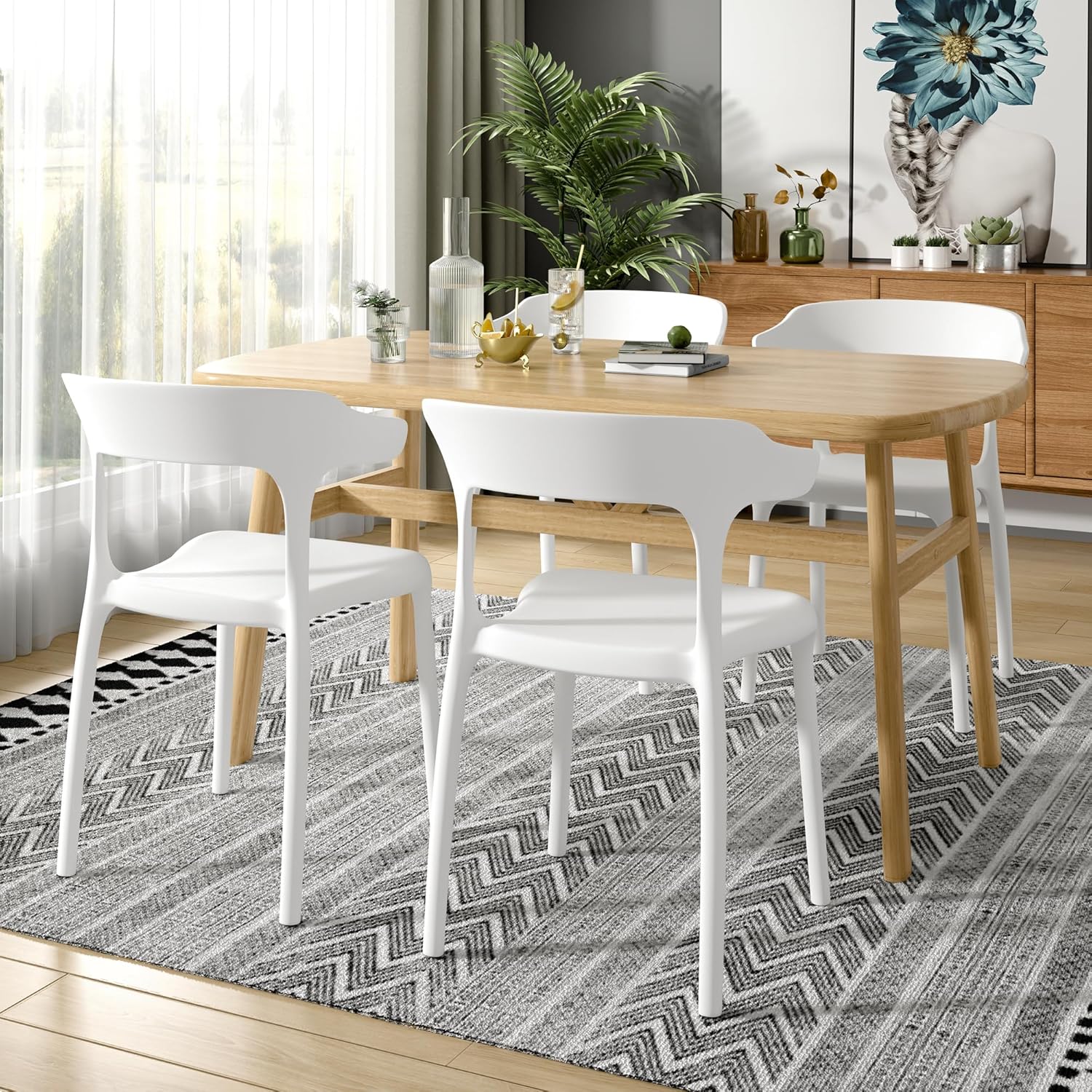 VECELO 4 Pack Plastic Stacking Chairs