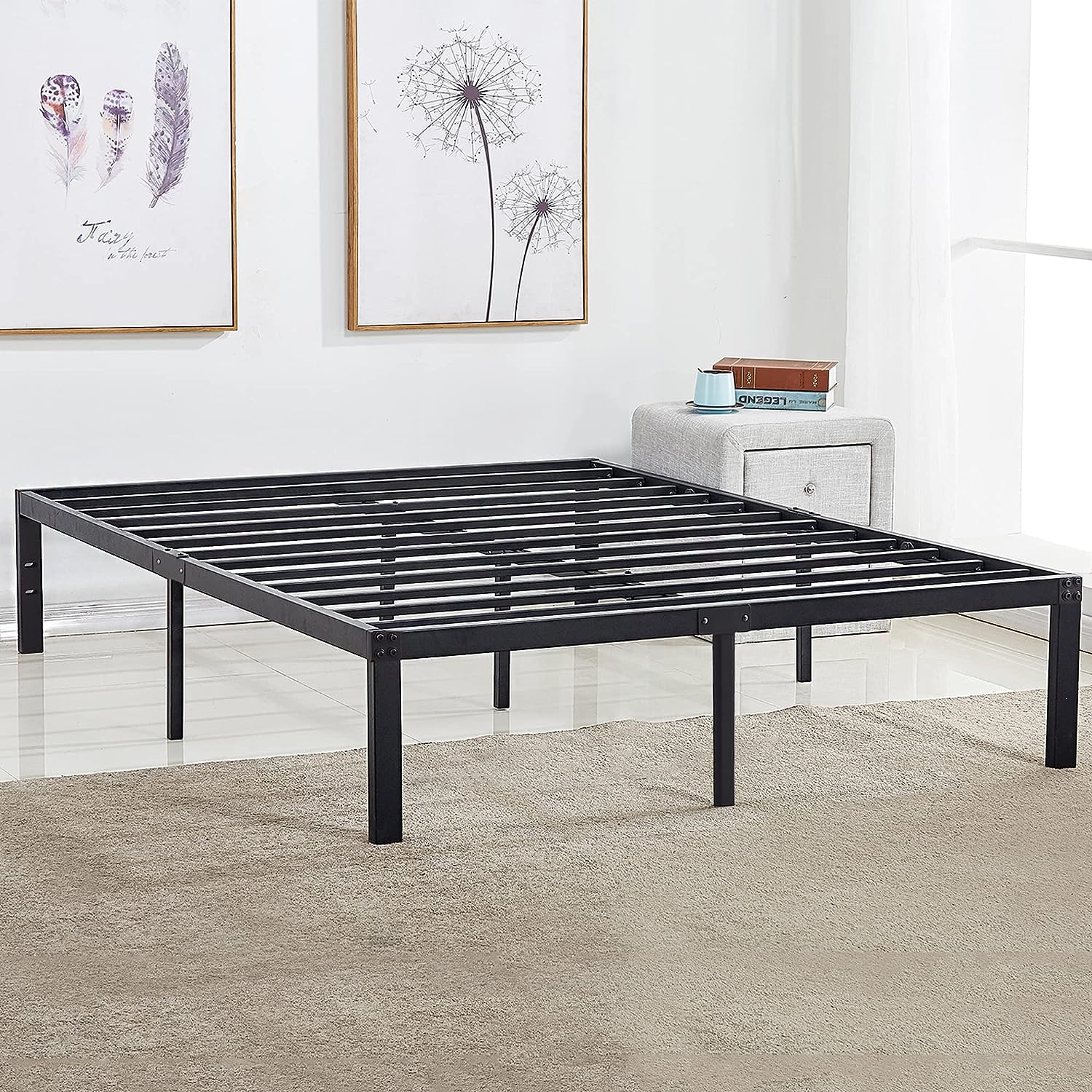 VECELO Metal Platform Bed Frame Heavy Duty Steel Slat, No Box Spring Needed