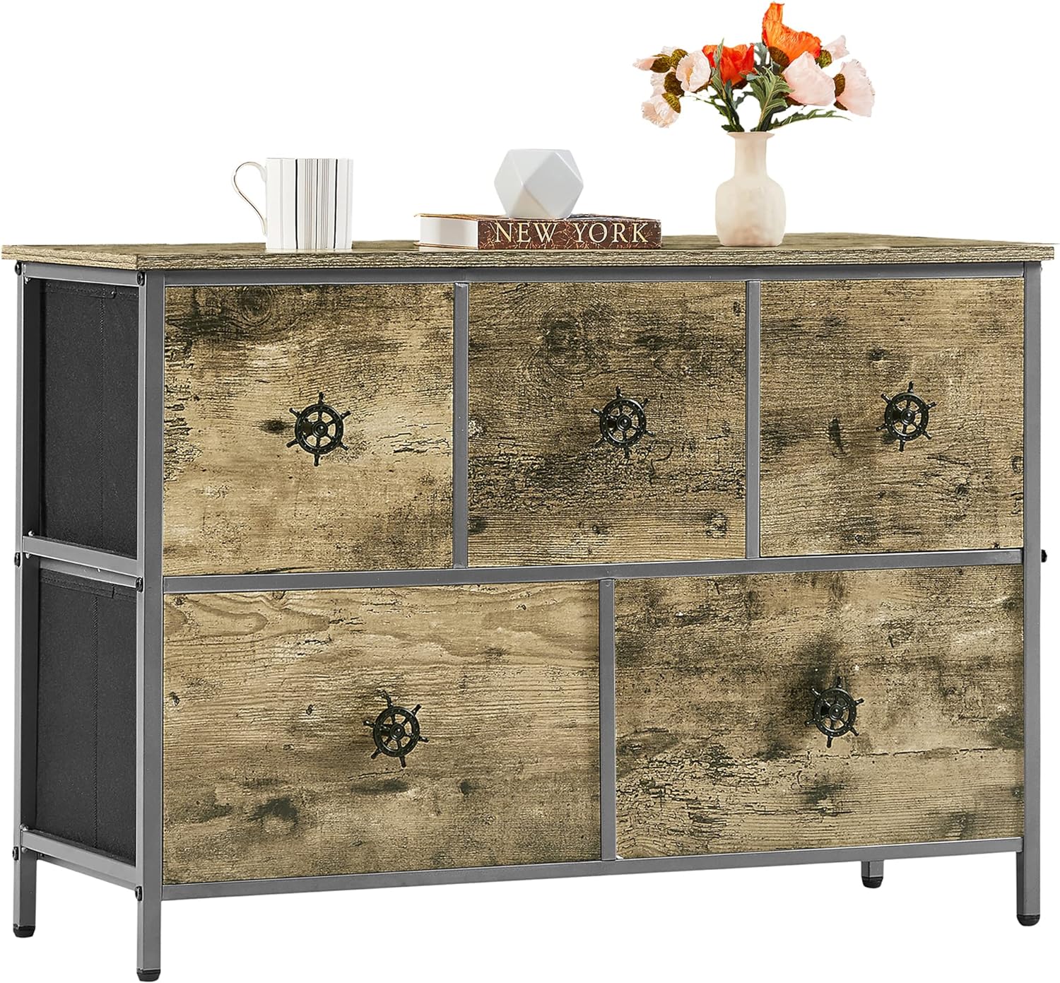 Dresser for Bedroom with 5 Fabric Drawers