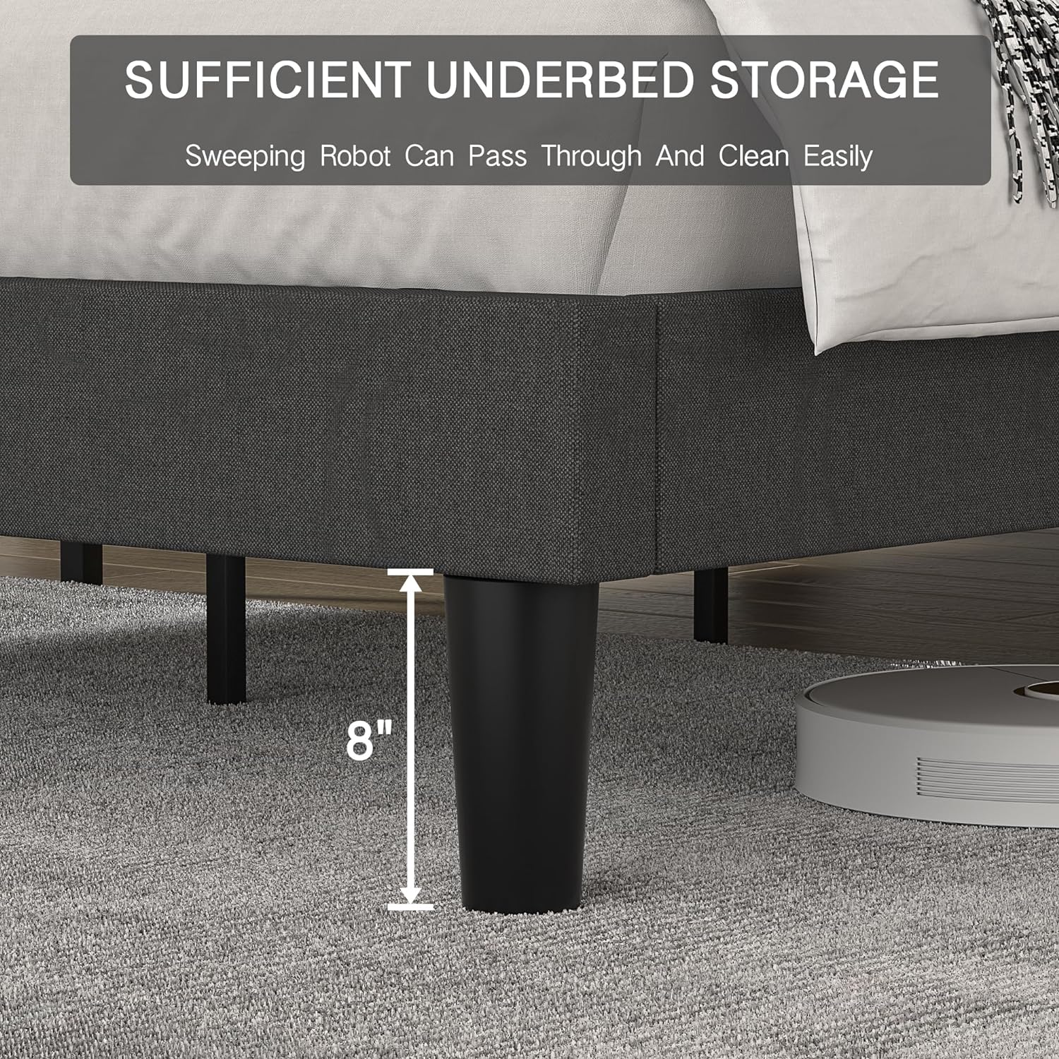 VECELO Upholstered Platform Bed,Mattress Foundation with Headboard