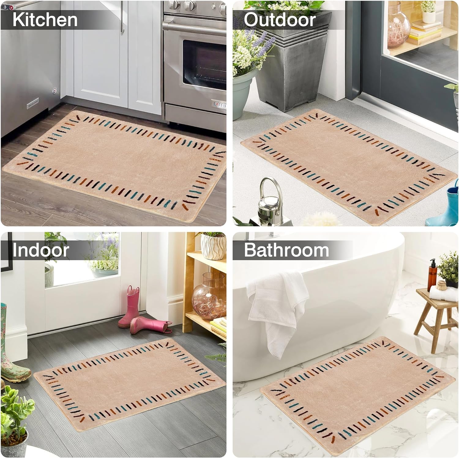 VECELO Outdoor Front Door Mat Outside Entrance, Low-Profile Welcome Mat
