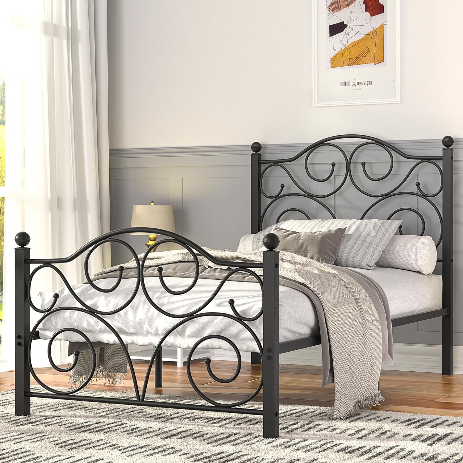VECELO Classic Metal Bed Frame Mattress Foundation - VECELO