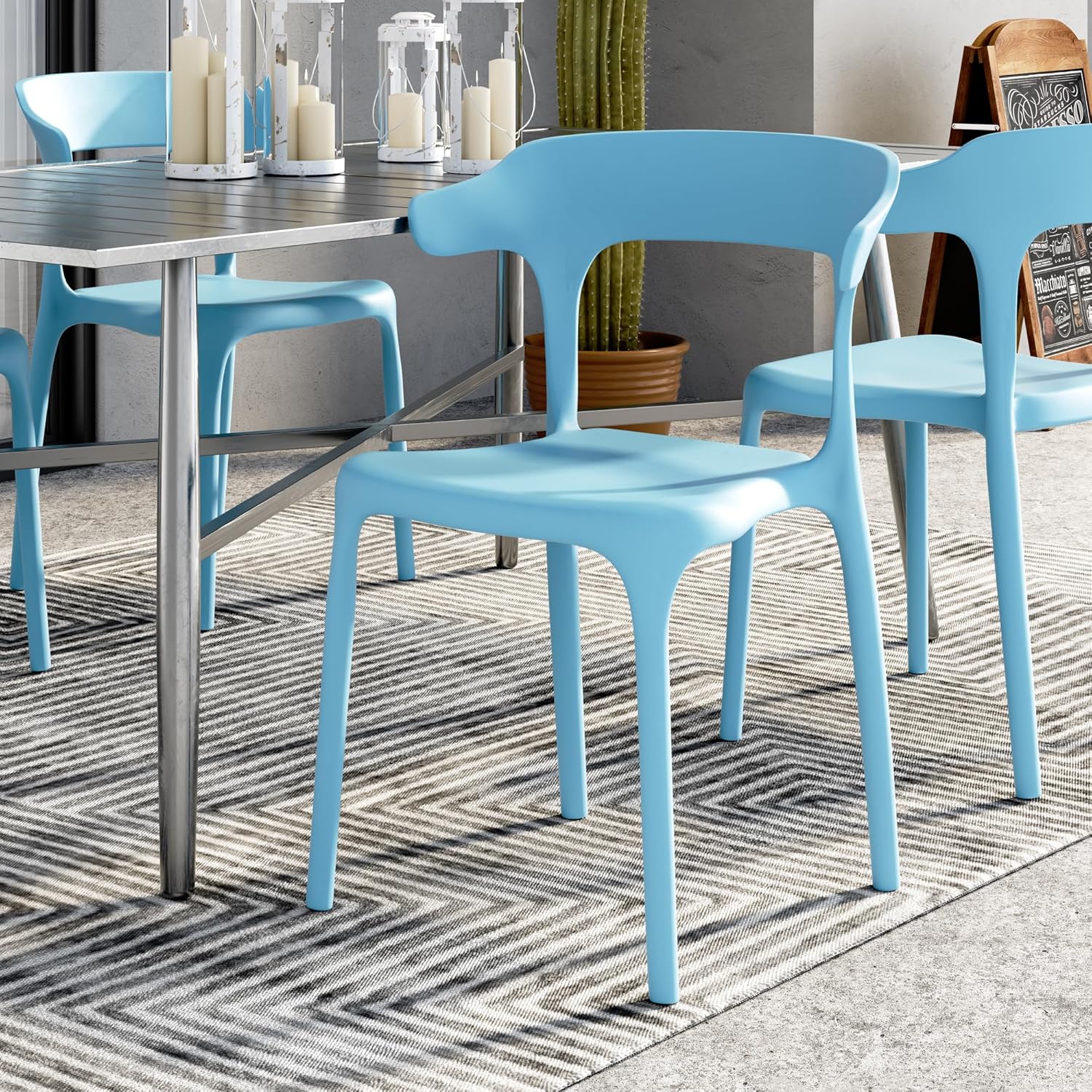 VECELO 4 Pack Plastic Stacking Chairs