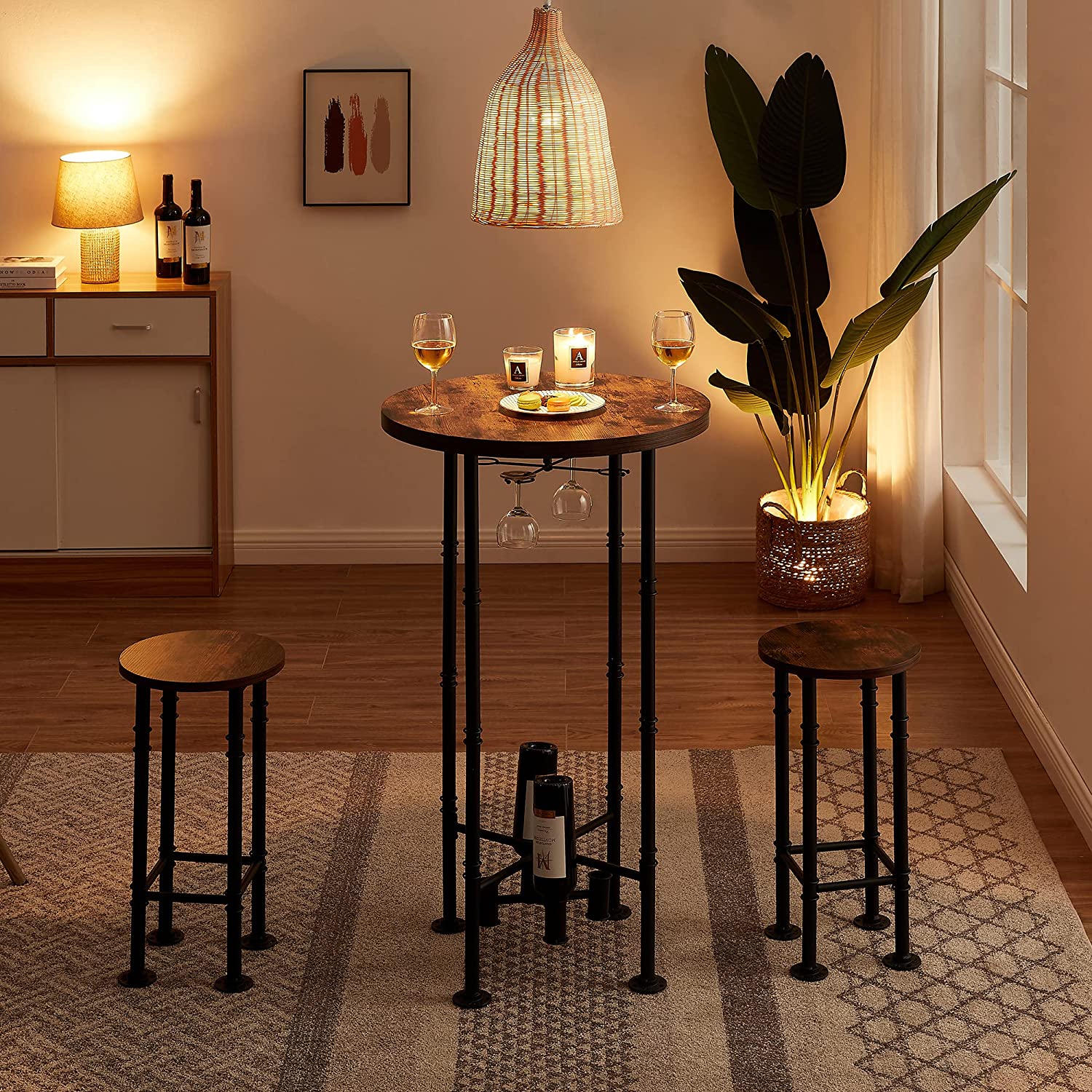 VECELO Counter Height Bar Stools Set of 2