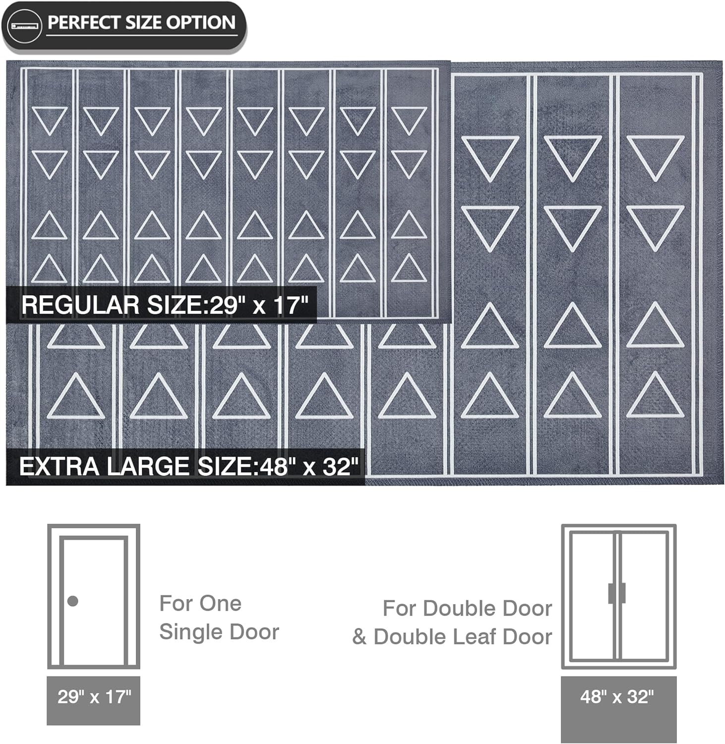 VECELO Outdoor Front Door Mat Outside Entrance, Low-Profile Welcome Mat