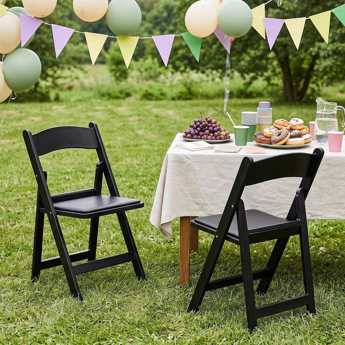 VECELO Folding Chair with Padded Seat Foldable Resin Dining Chairs for Indoor Outdoor Use